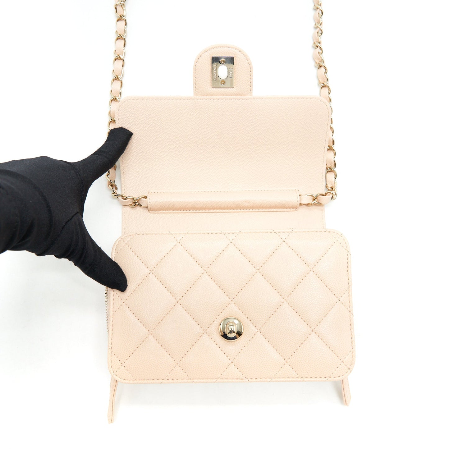 Chanel 21K Crossbody Bag Caviar Light Beige L