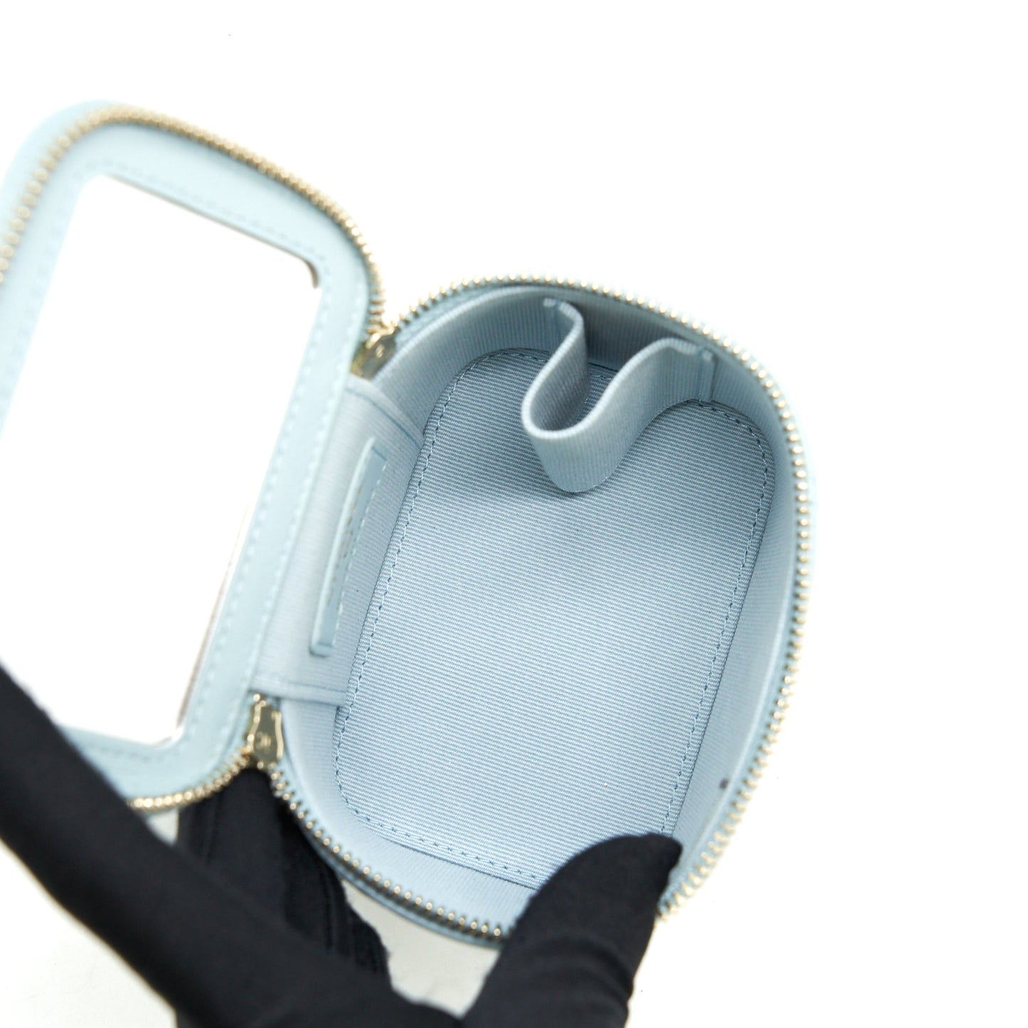Chanel 22S Mini Top Handle Vanity Case Lambskin Light Blue L