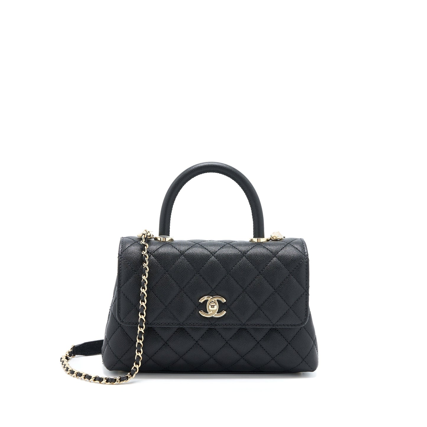 Chanel Small Coco Handle Flap Bag Caviar Black L (Microchip)