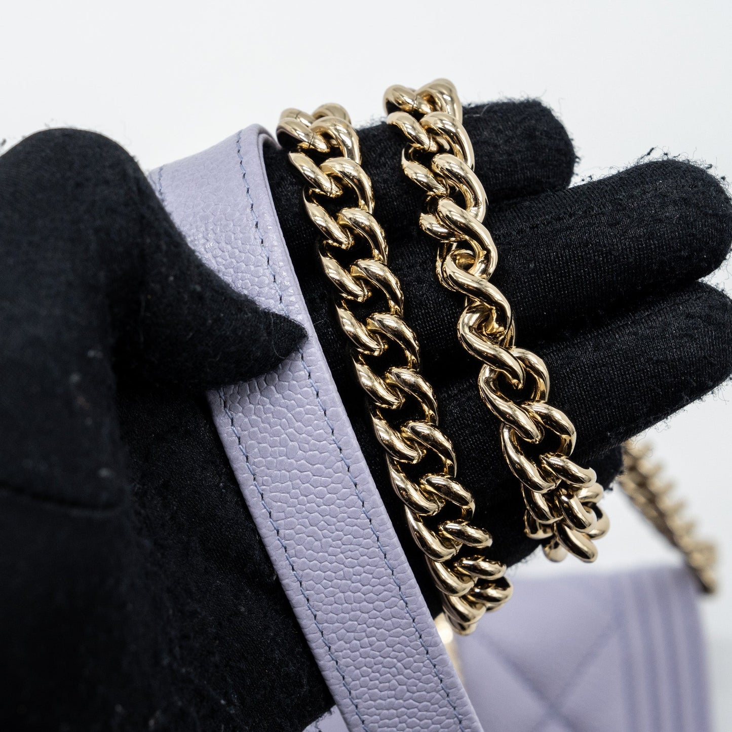 Chanel boy wallet on chain caviar lialic / light purple L (microchip)