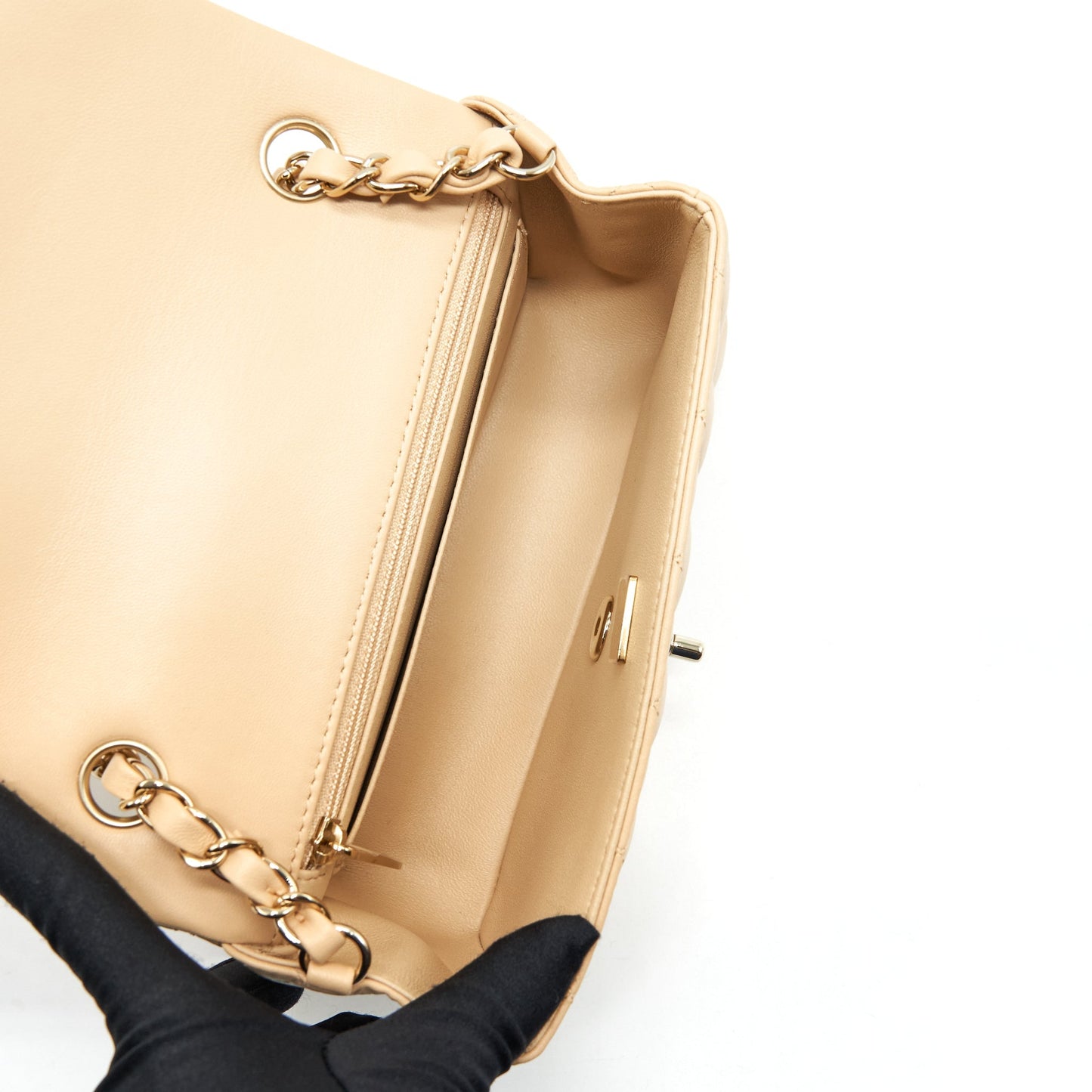 Chanel Mini Rectangular Lambskin Light Beige L