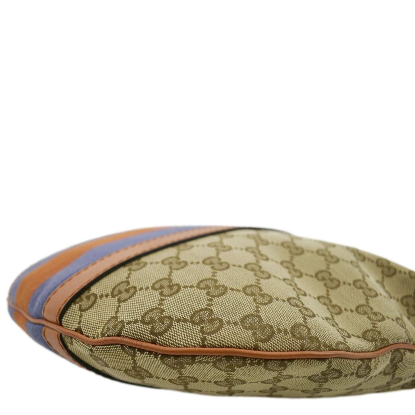 GUCCI Half Moon   Web GG Canvas Shoulder Bag Beige 257082