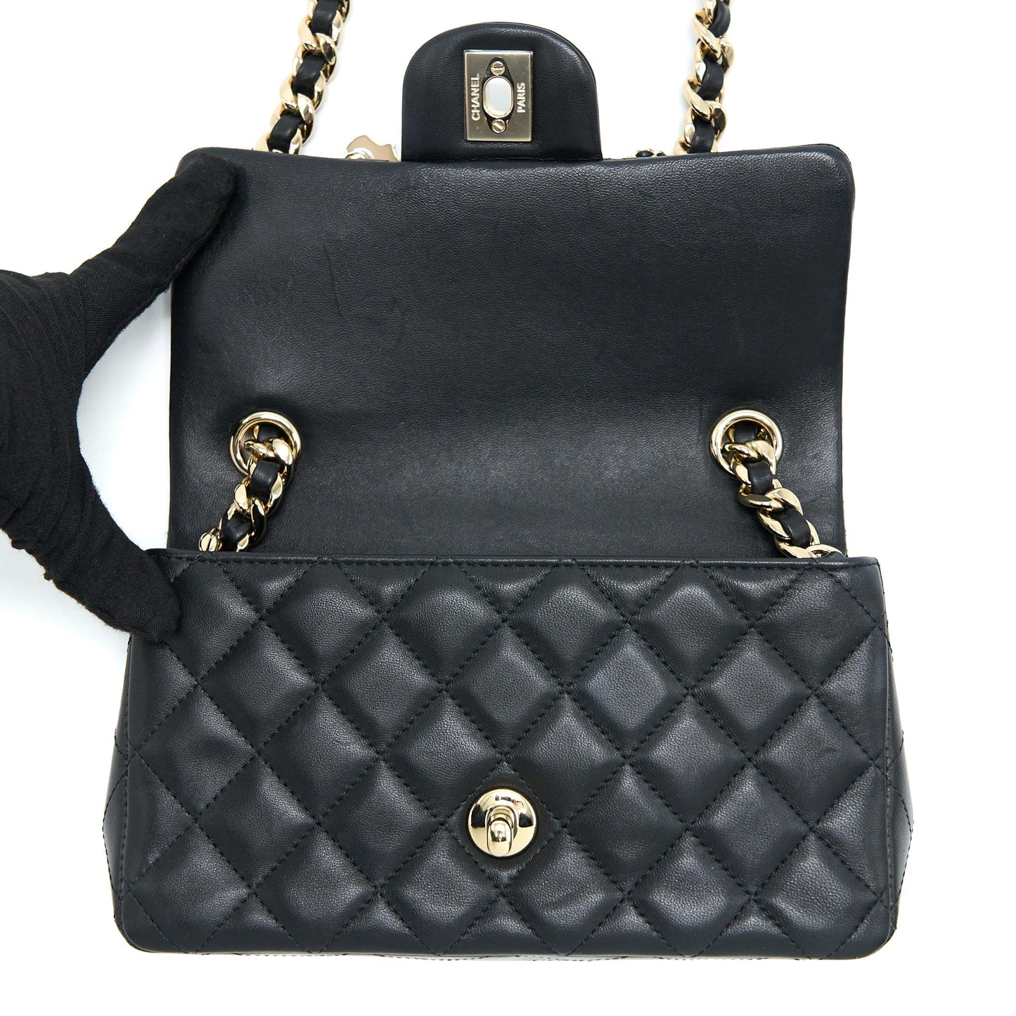 Chanel Mini Rectangular with Coco Bag Charm Limited Edition Lambskin Black L