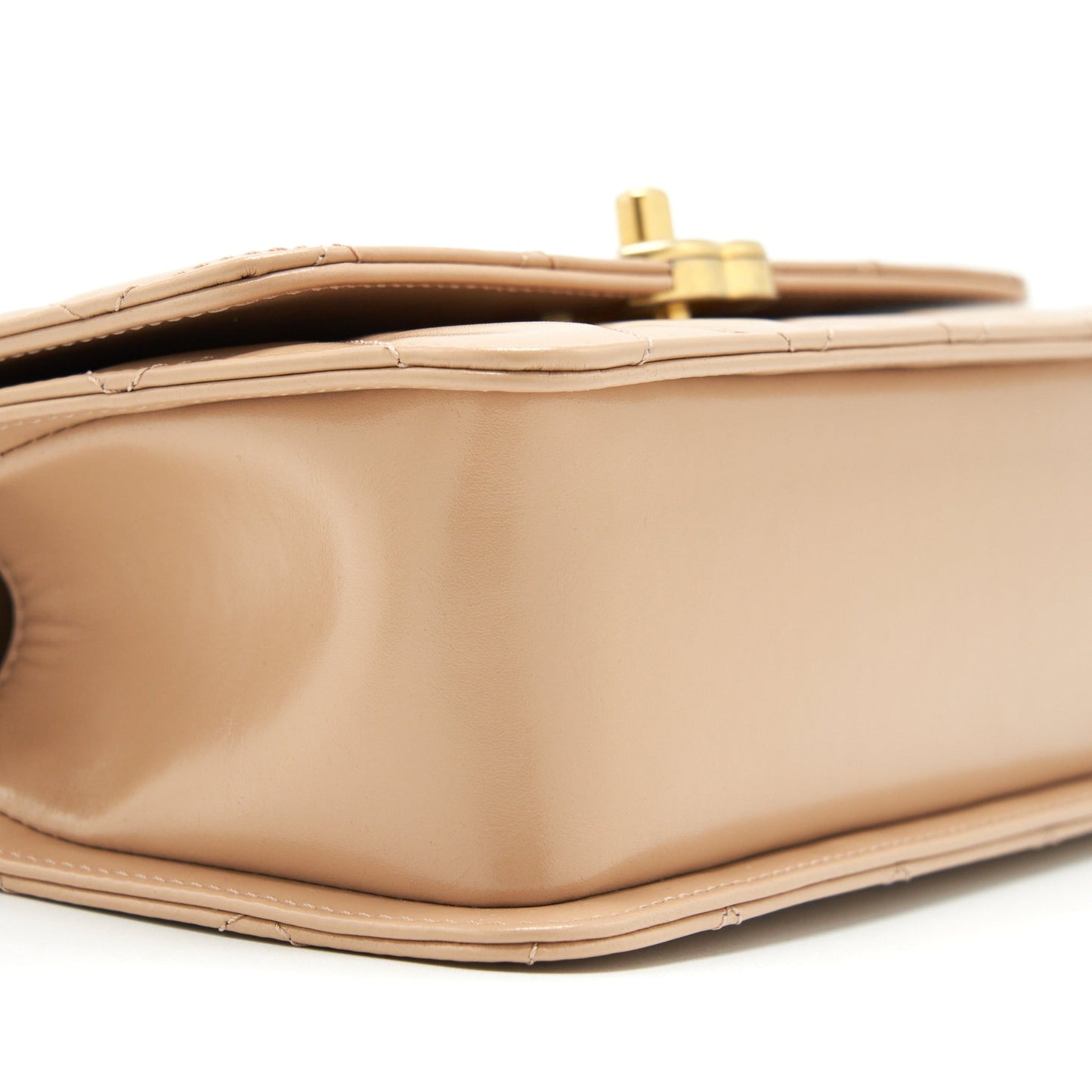 Chanel 21A Small Gold Crush Flap Bag Calfskin Beige