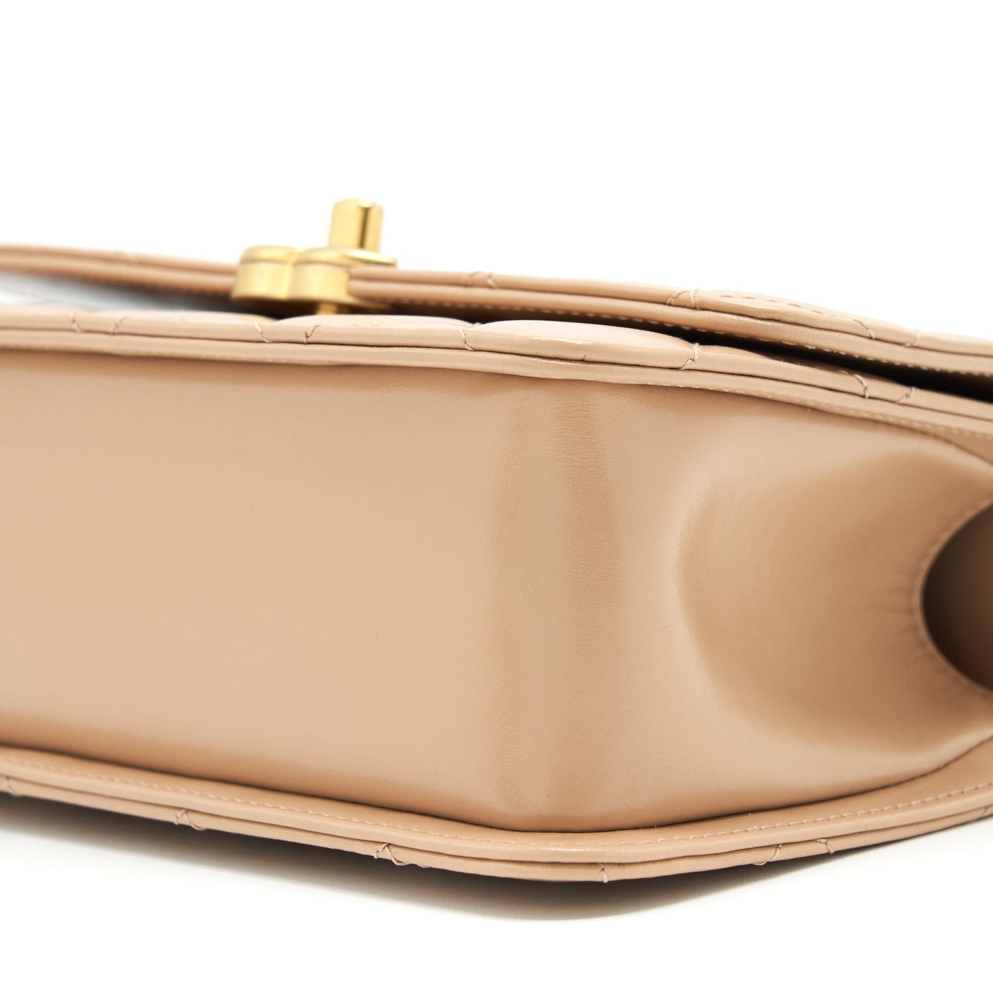 Chanel 21A Small Gold Crush Flap Bag Calfskin Beige