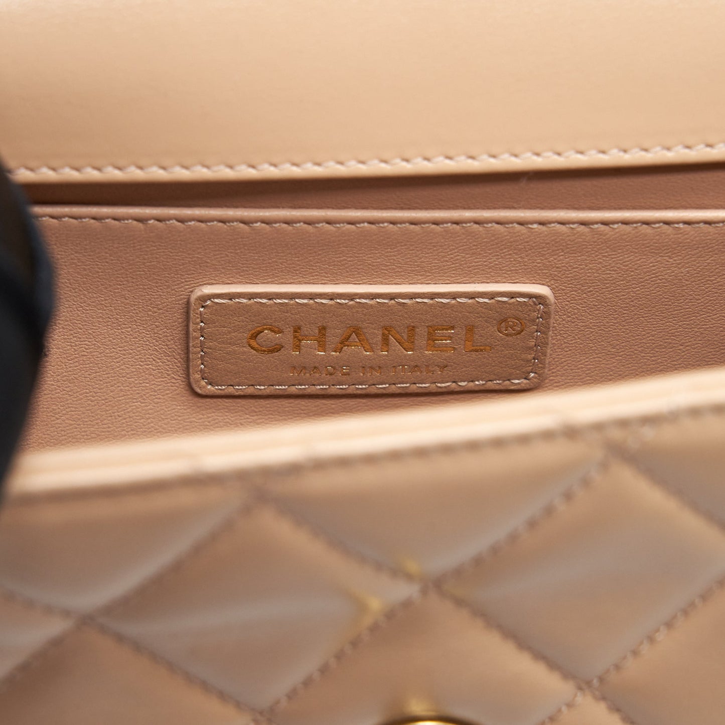 Chanel 21A Small Gold Crush Flap Bag Calfskin Beige