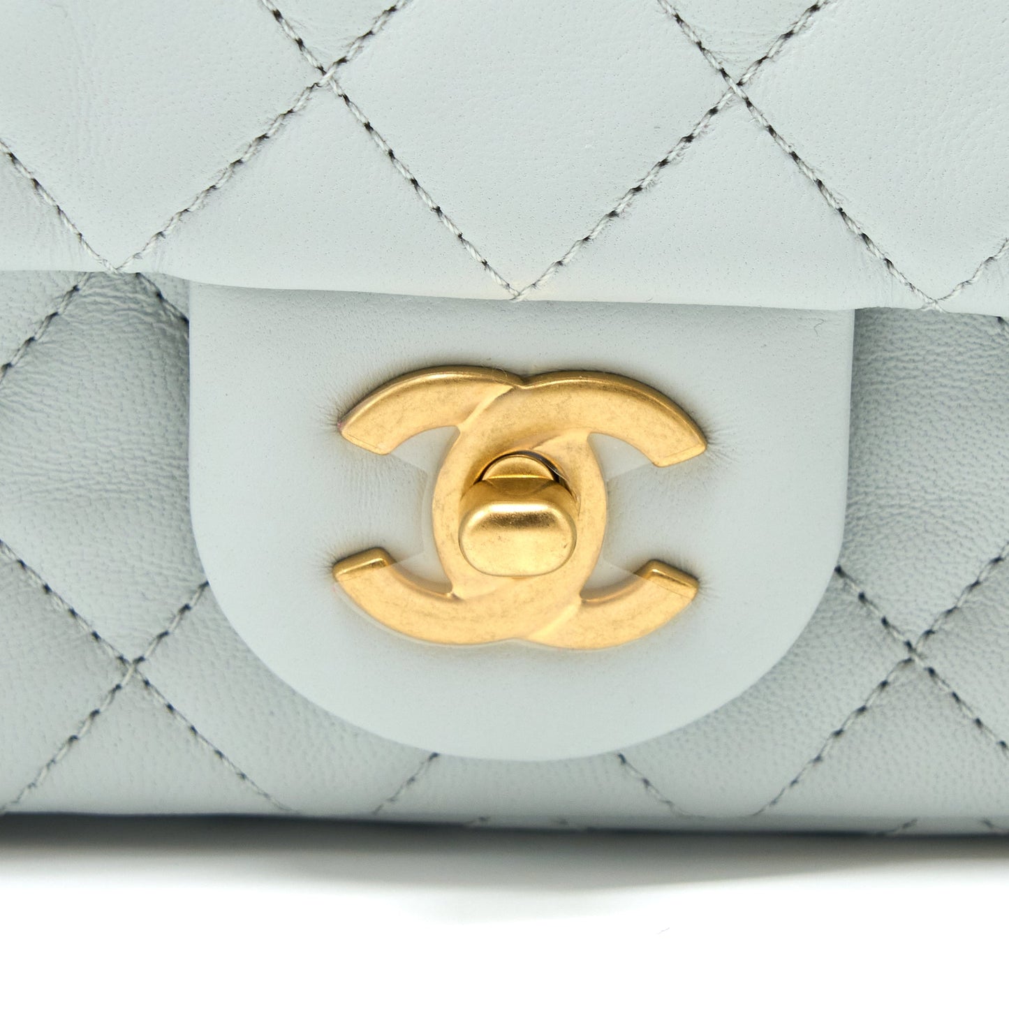 Chanel 23C Pearl Crush Mini Rectangular Lambskin Light Grey Brushed  (Microchip)