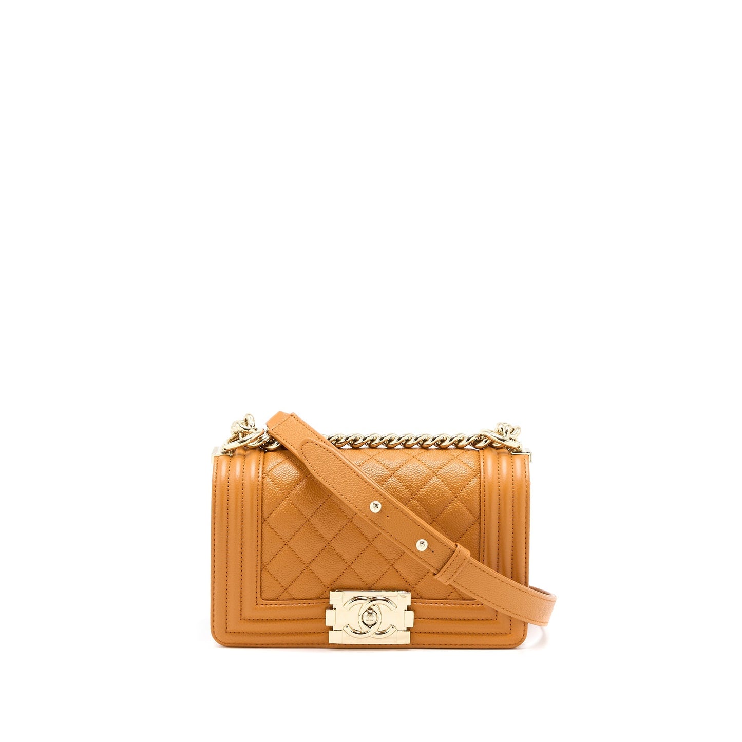 Chanel Small Boy Bag Caviar 21A NC630 Caramel L (Microchip)