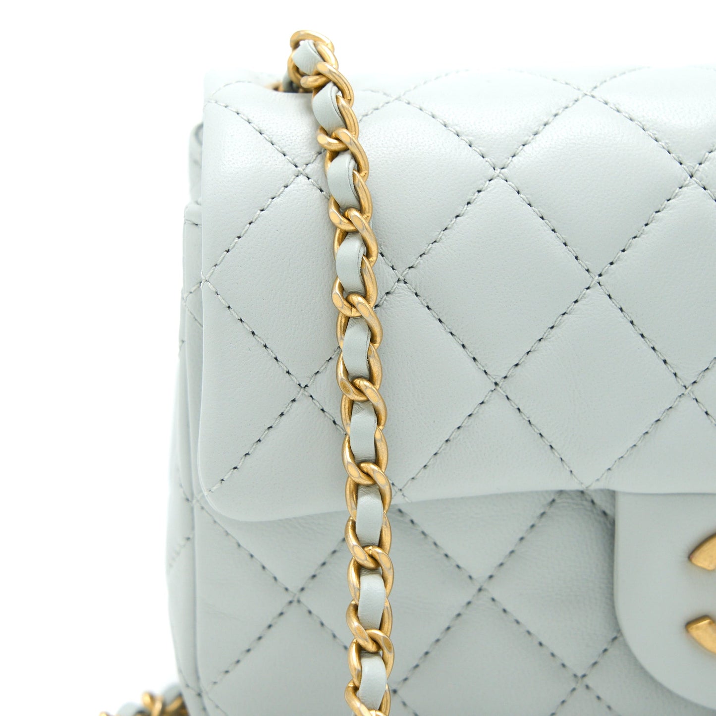 Chanel 23C Pearl Crush Mini Rectangular Lambskin Light Grey Brushed  (Microchip)