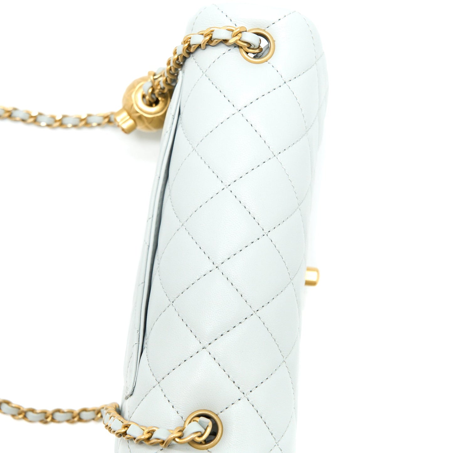 Chanel 23C Pearl Crush Mini Rectangular Lambskin Light Grey Brushed  (Microchip)