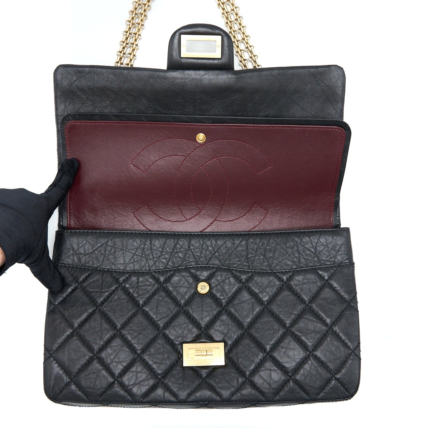 Chanel 2.55 227 Reissue Flap Bag Aged Calfskin Black