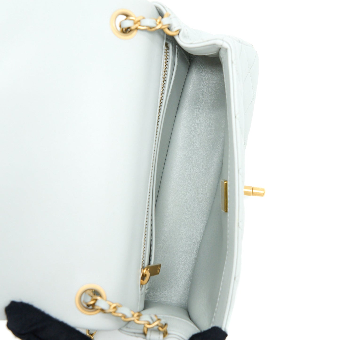 Chanel 23C Pearl Crush Mini Rectangular Lambskin Light Grey Brushed  (Microchip)