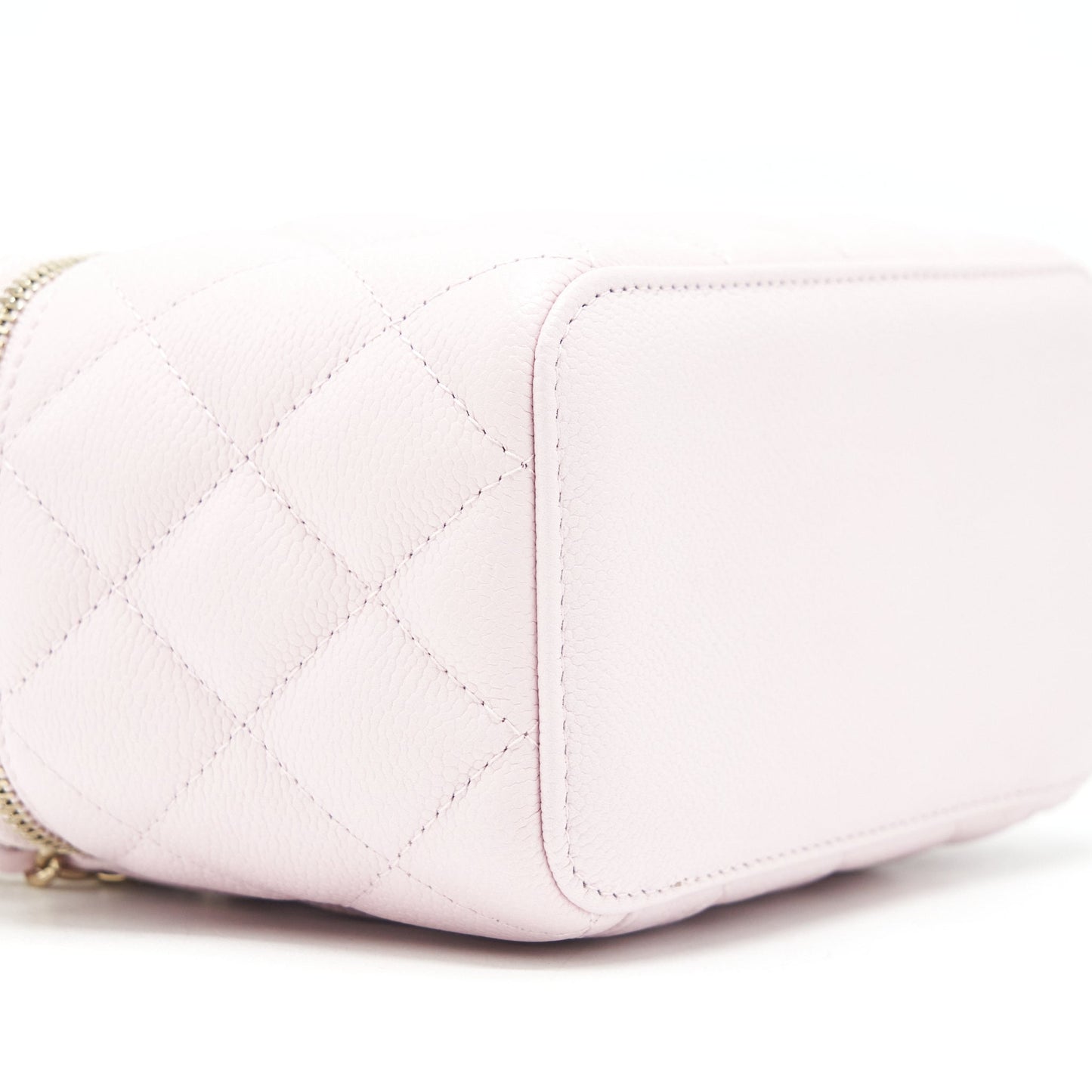 Chanel 22P Long Vanity Case With Logo Chain Caviar Light Pink L