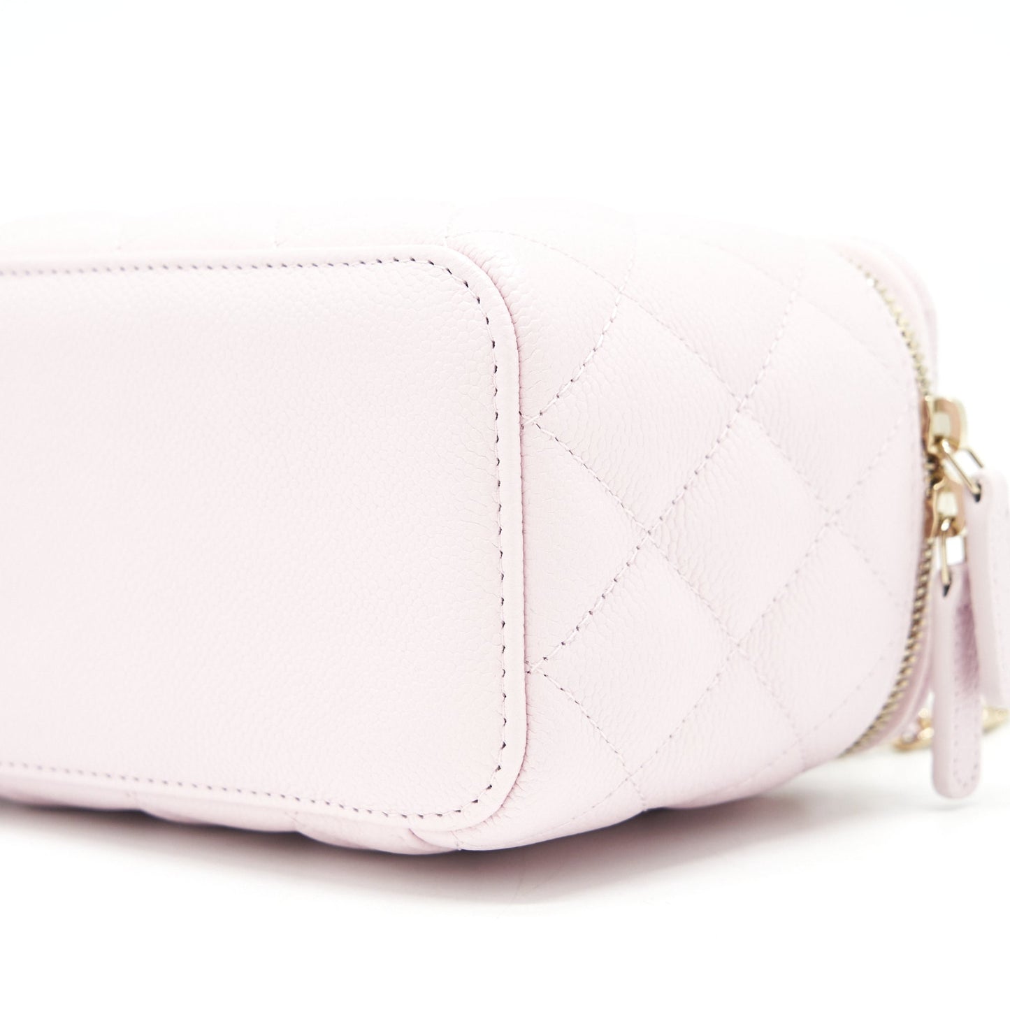 Chanel 22P Long Vanity Case With Logo Chain Caviar Light Pink L