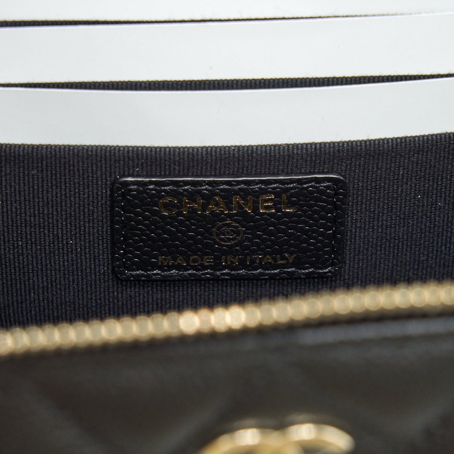 Chanel 22P Long Vanity With Logo Chain Caviar Black L