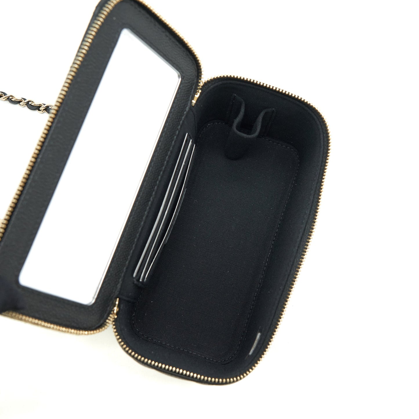 Chanel 22P Long Vanity With Logo Chain Caviar Black L