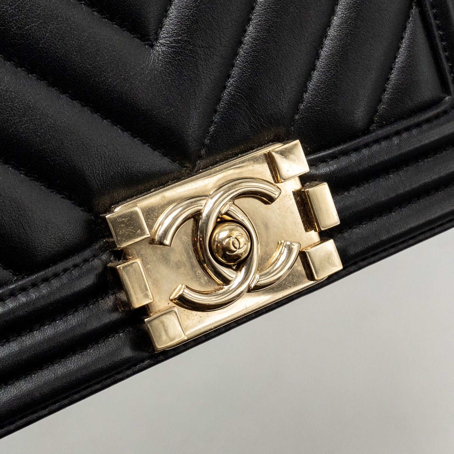 Chanel Small Chevron Boy Bag Lambskin Black L