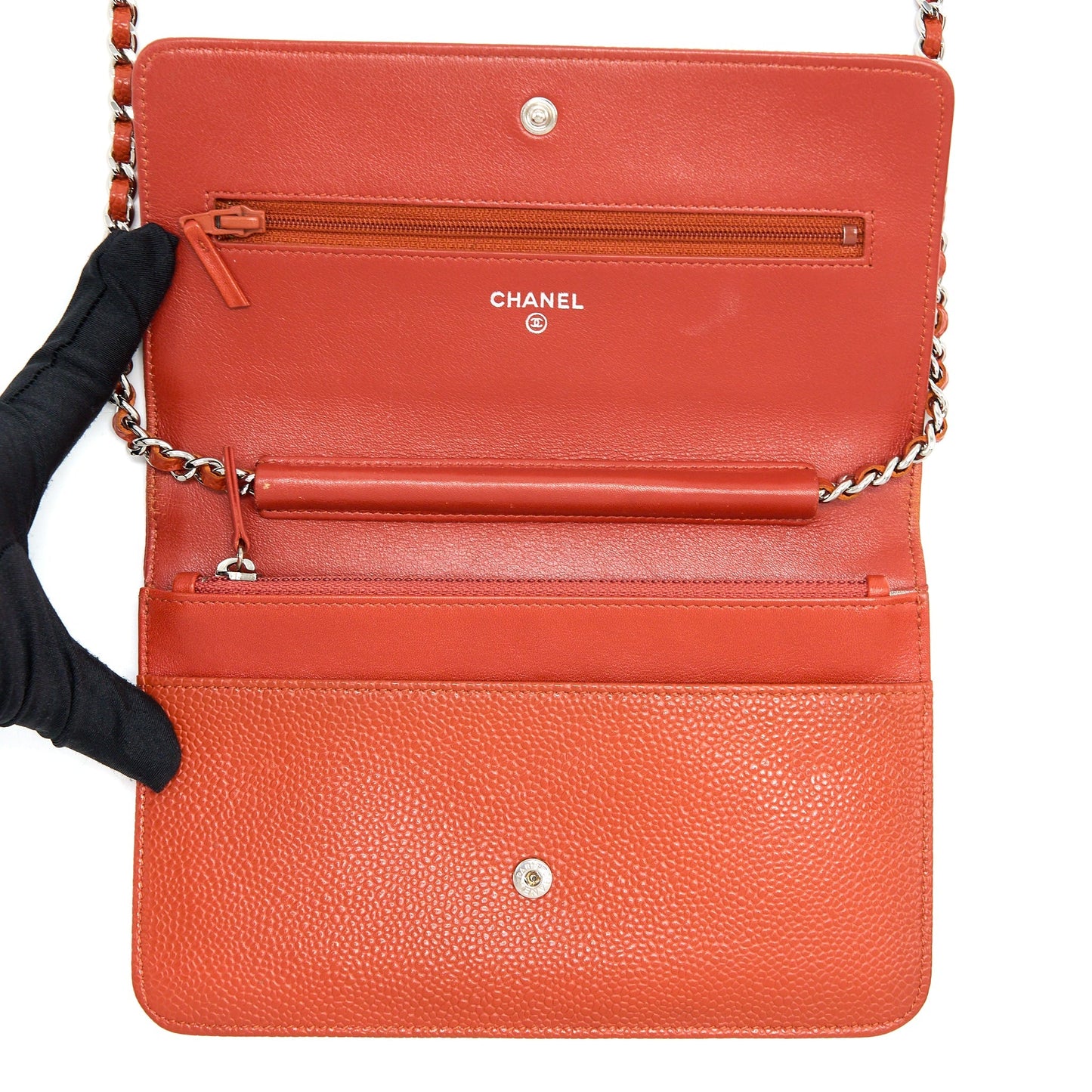 Chanel Wallet On Chain Caviar Orange Red