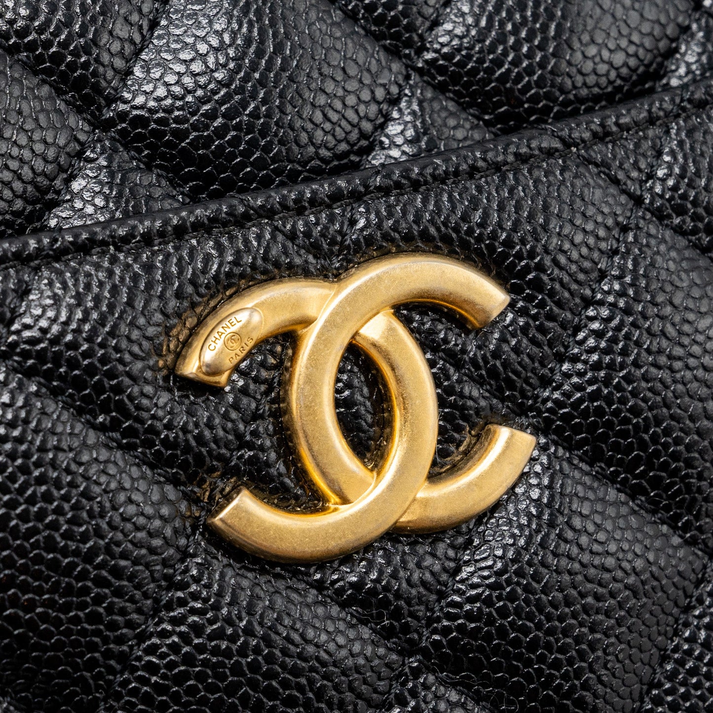 Chanel Letter top Handle Small vanity case caviar Black Brushed (microchip)