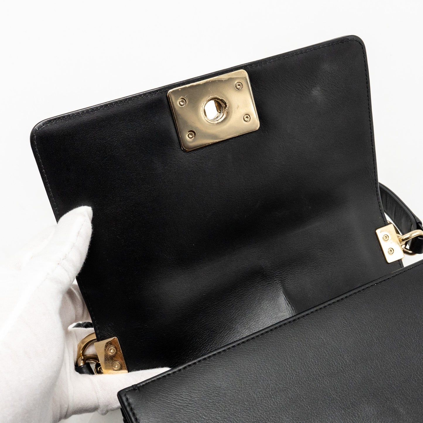 Chanel Small Chevron Boy Bag Lambskin Black L