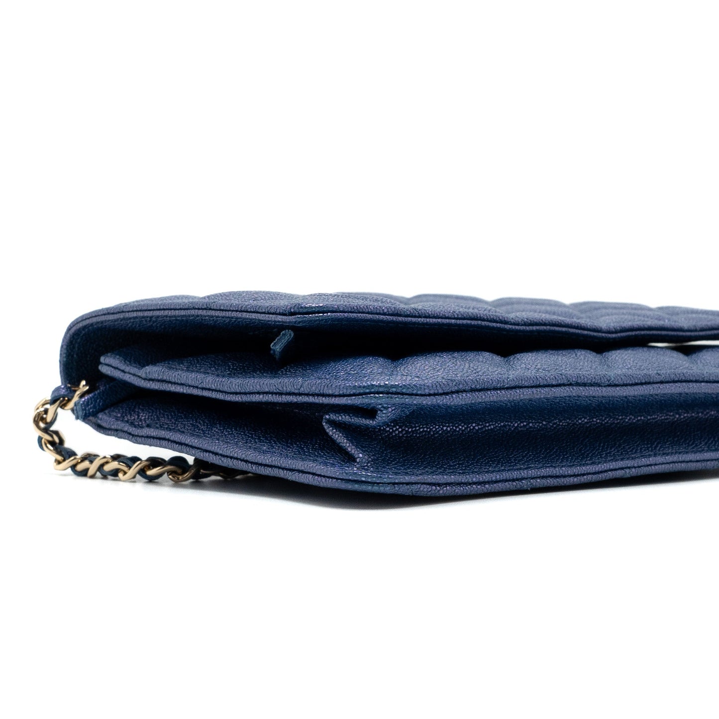 Chanel Classic Wallet On Chain Caviar Iridescent Blue L