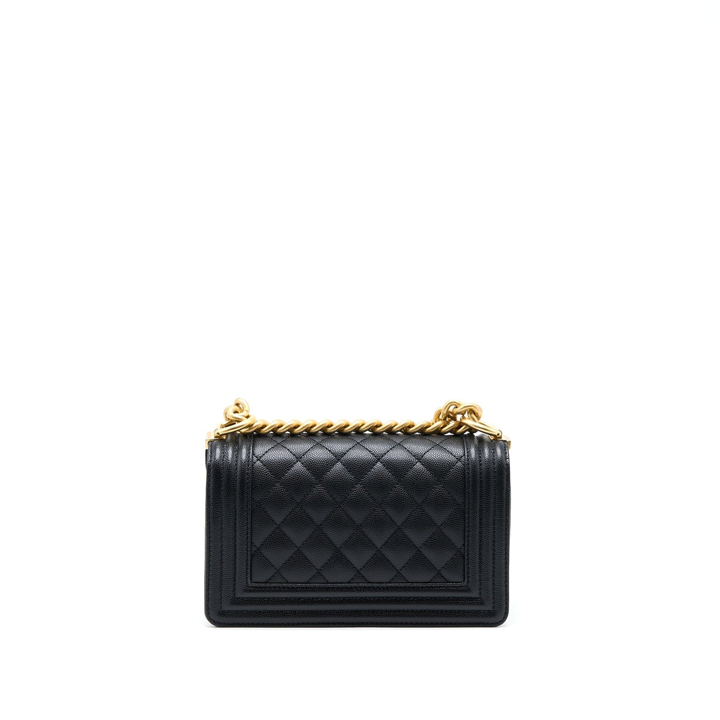 Chanel Small Boy Bag Caviar Black With Brushed (Microchip)