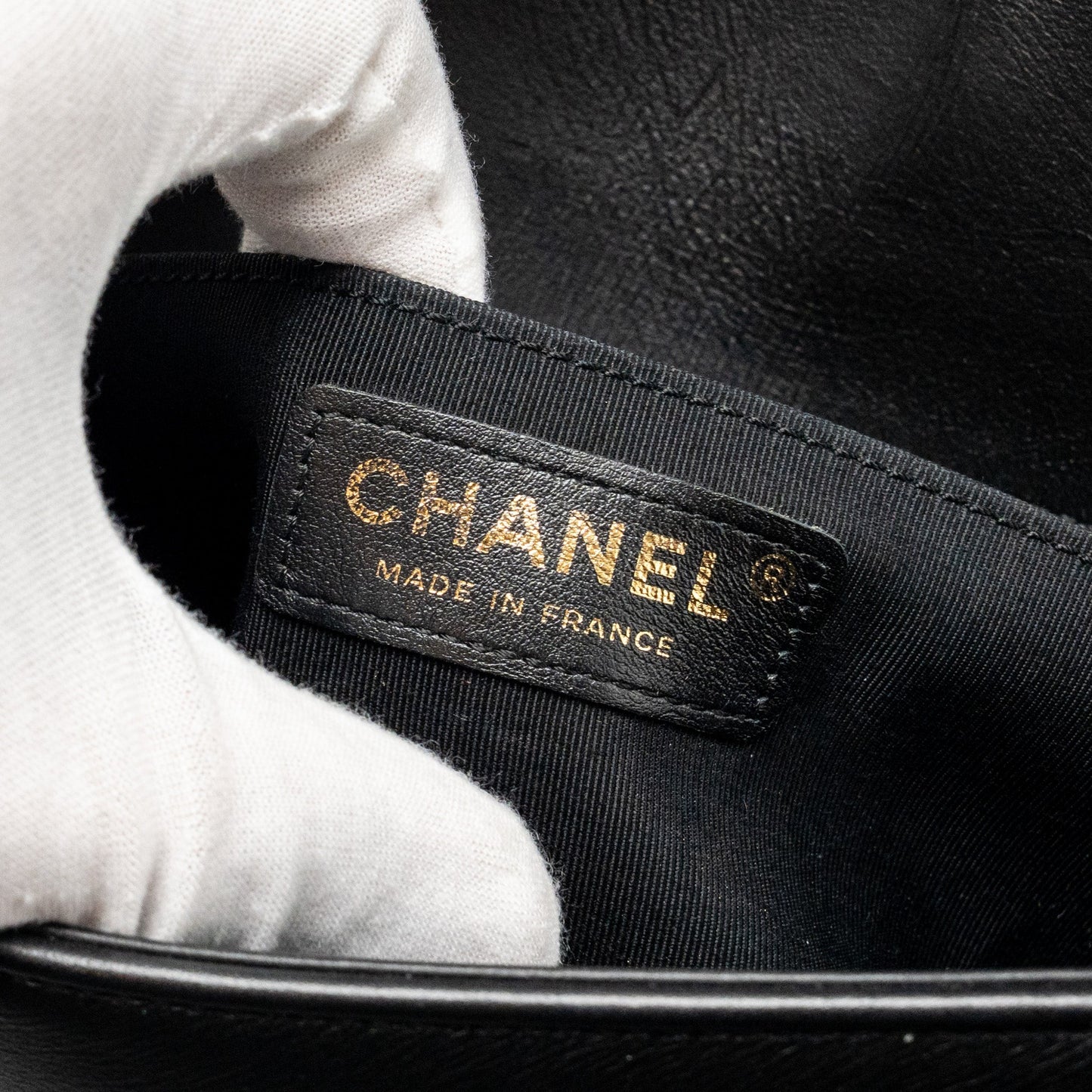 Chanel Small Chevron Boy Bag Lambskin Black L