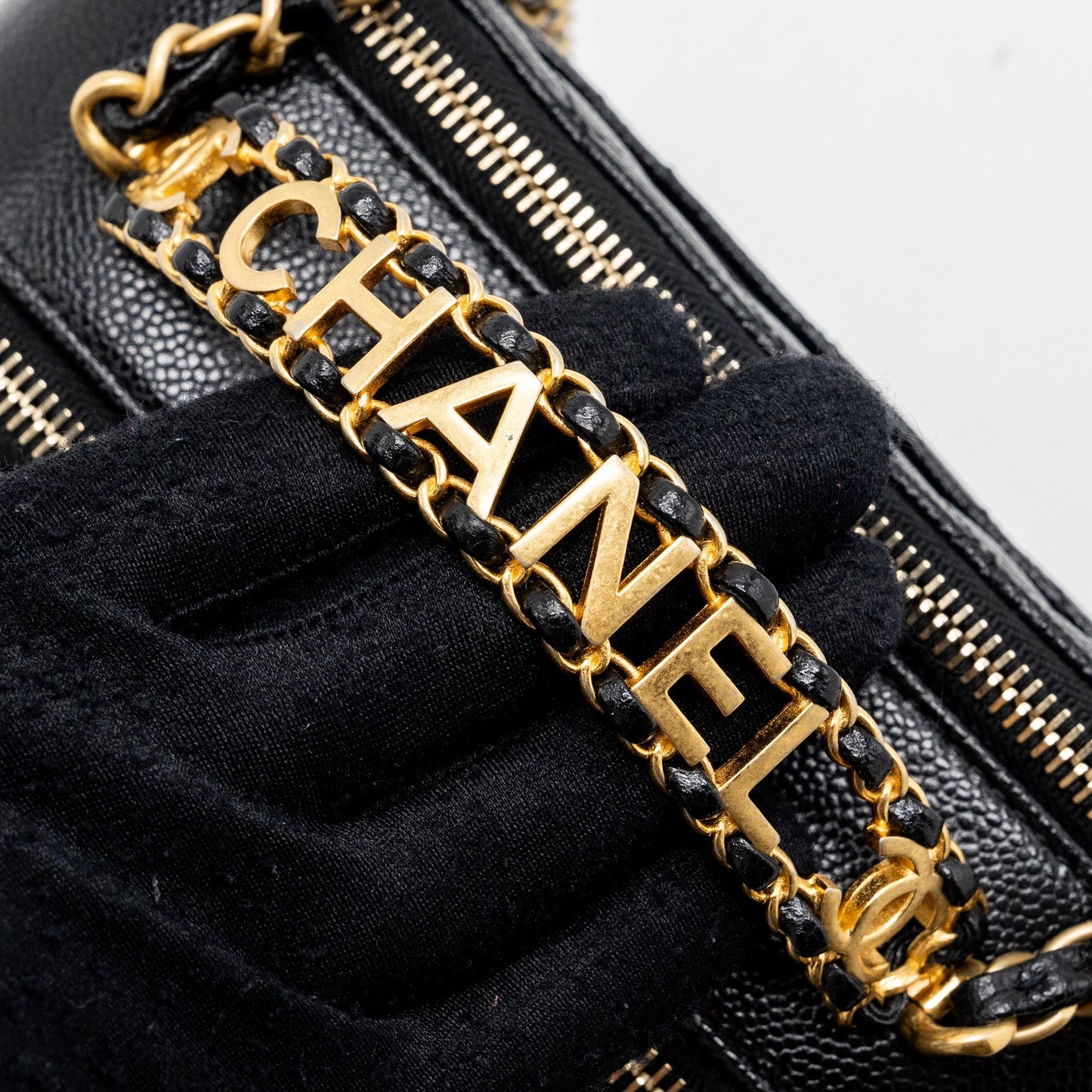 Chanel Letter top Handle Small vanity case caviar Black Brushed (microchip)