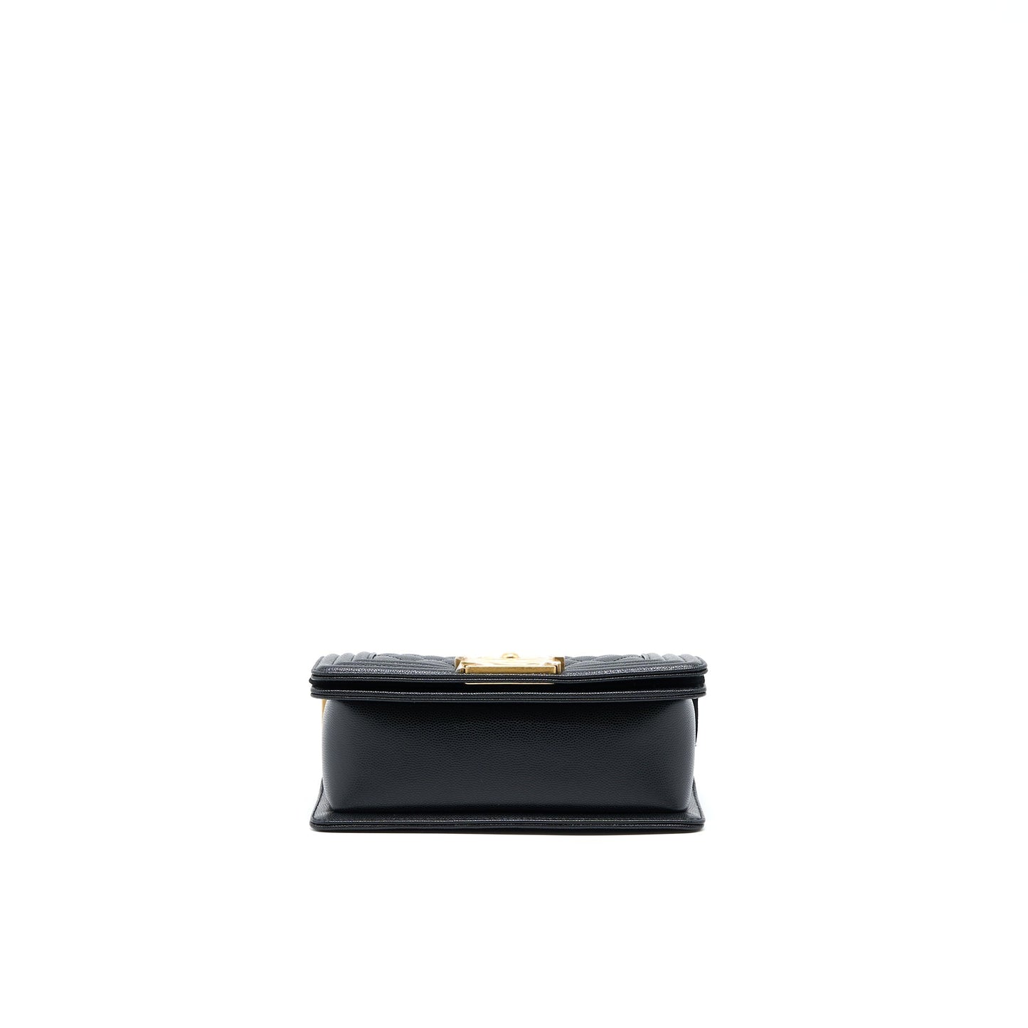 Chanel Small Boy Bag Caviar Black With Brushed (Microchip)