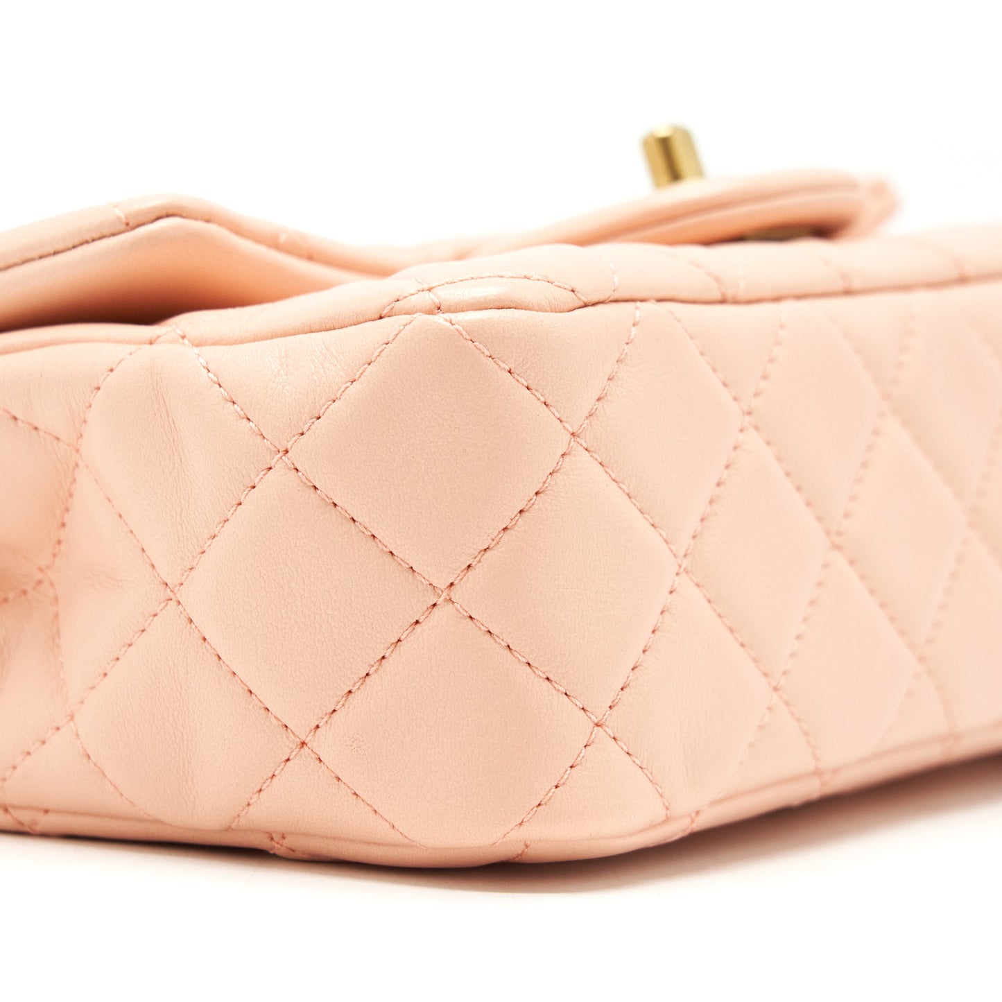 Chanel 22C Pearl Crush Mini Rectangular Flap Bag Lambskin Light Orange / Peach