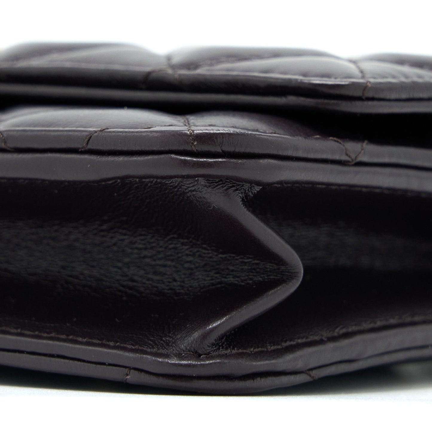 Chanel Gold Pillar Wallet On Chain Lambskin Dark Brown Brushed (Microchip)