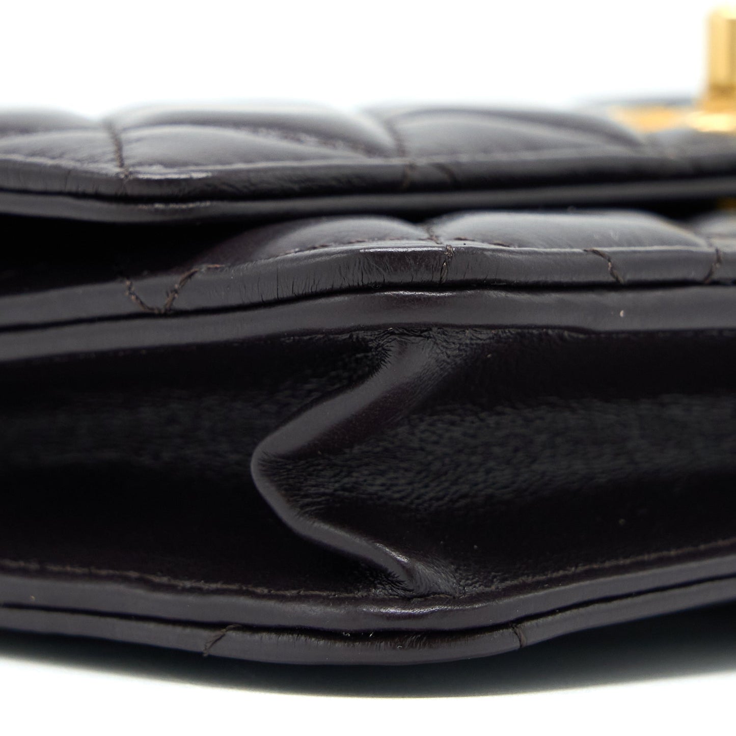 Chanel Gold Pillar Wallet On Chain Lambskin Dark Brown Brushed (Microchip)