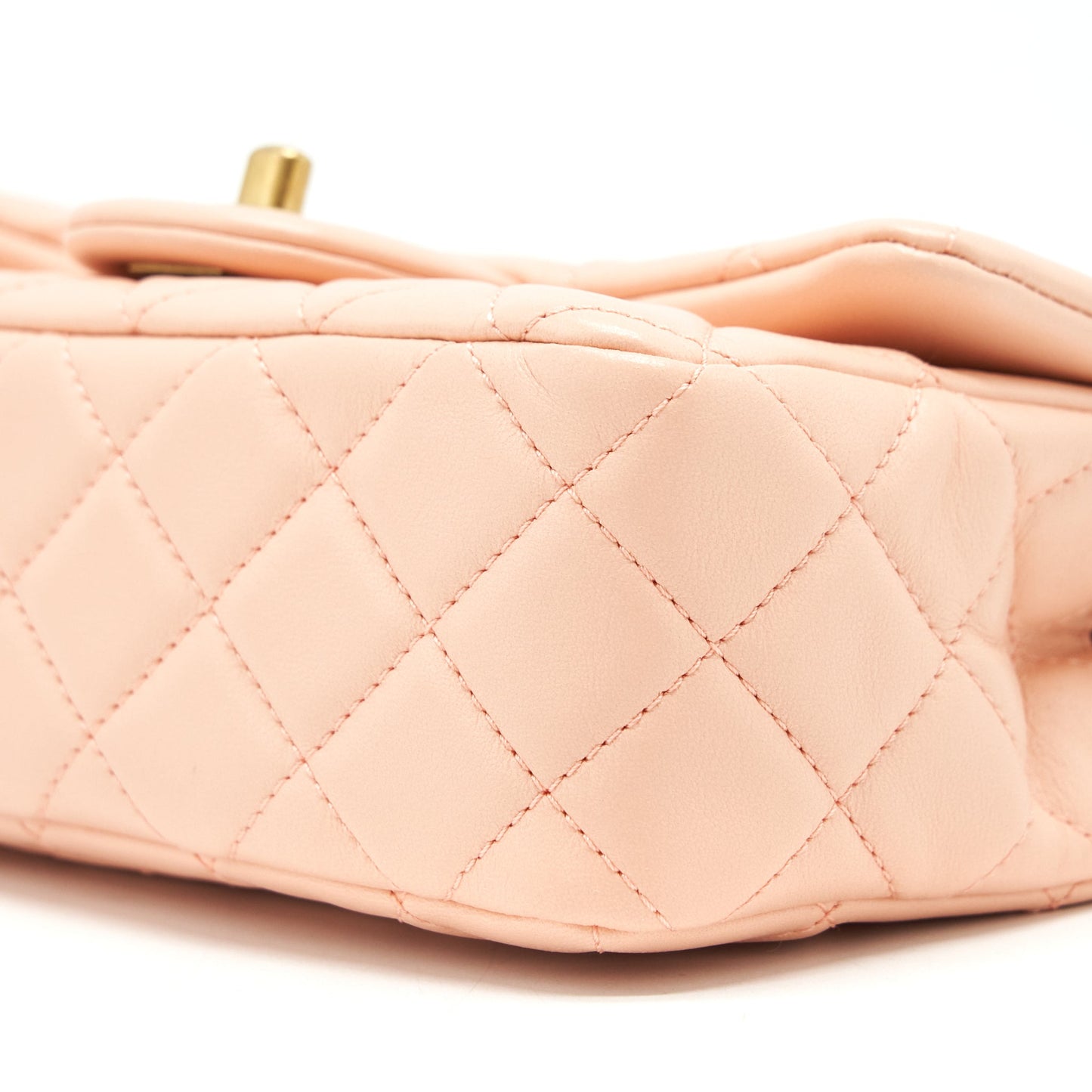 Chanel 22C Pearl Crush Mini Rectangular Flap Bag Lambskin Light Orange / Peach