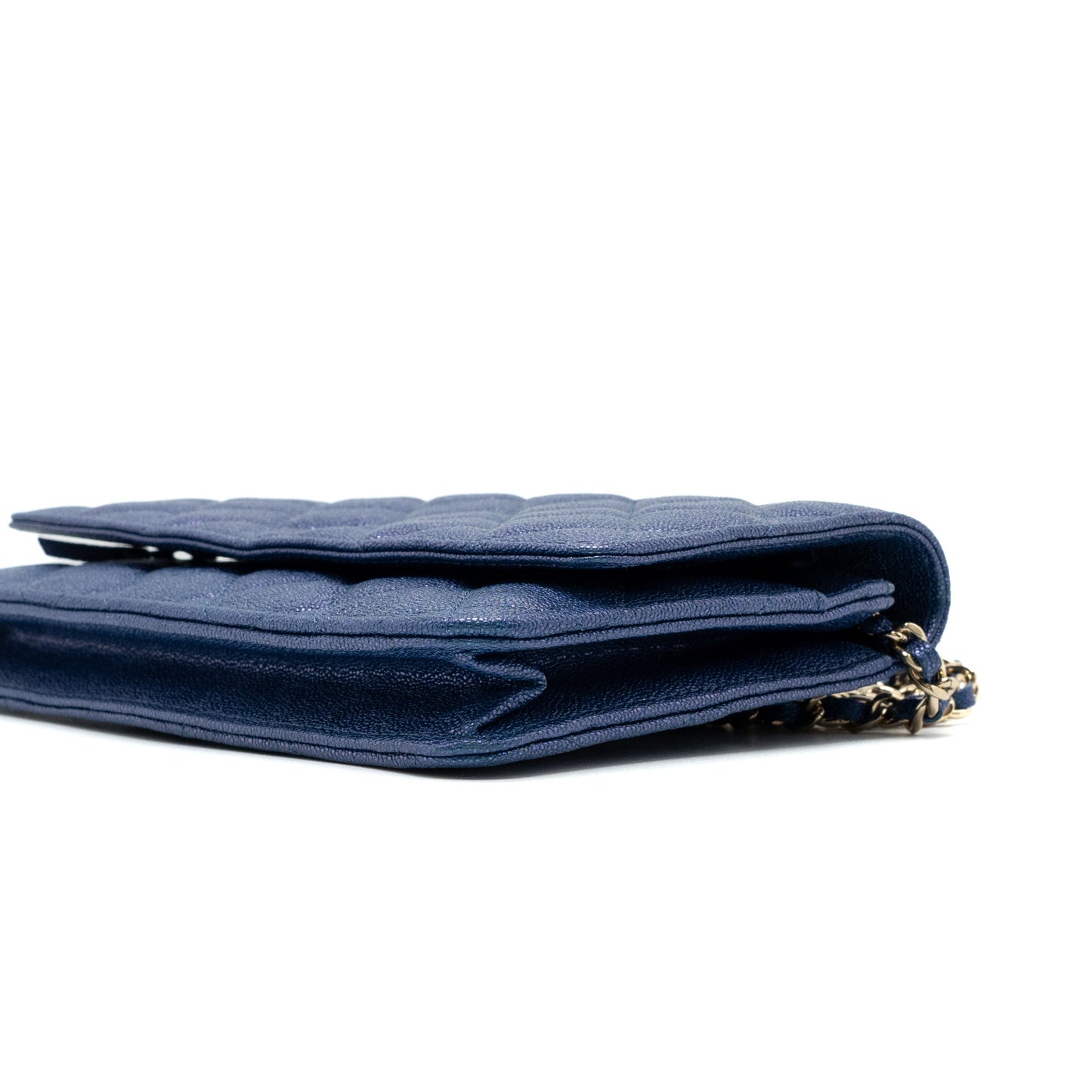 Chanel Classic Wallet On Chain Caviar Iridescent Blue L