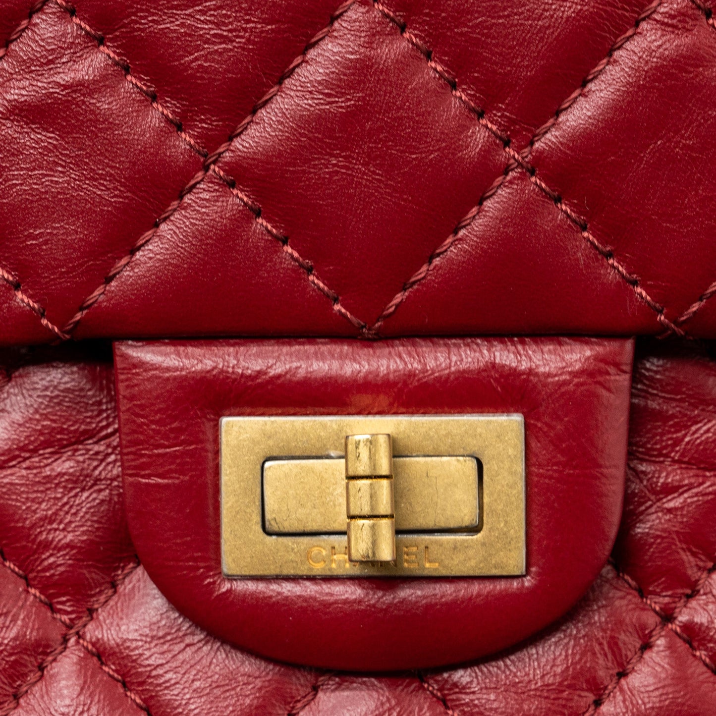 Chanel mini 2.55 reissue flap bag aged calfskin red