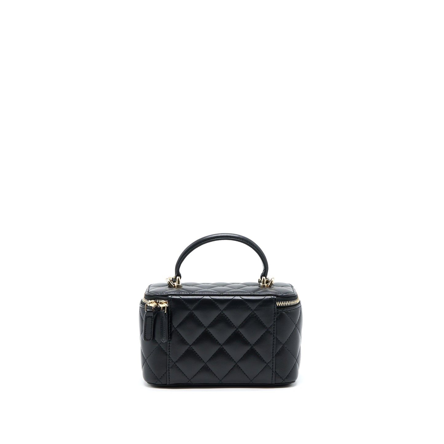 Chanel 22A Top Handle Long Vanity With Chain Lambskin Black L