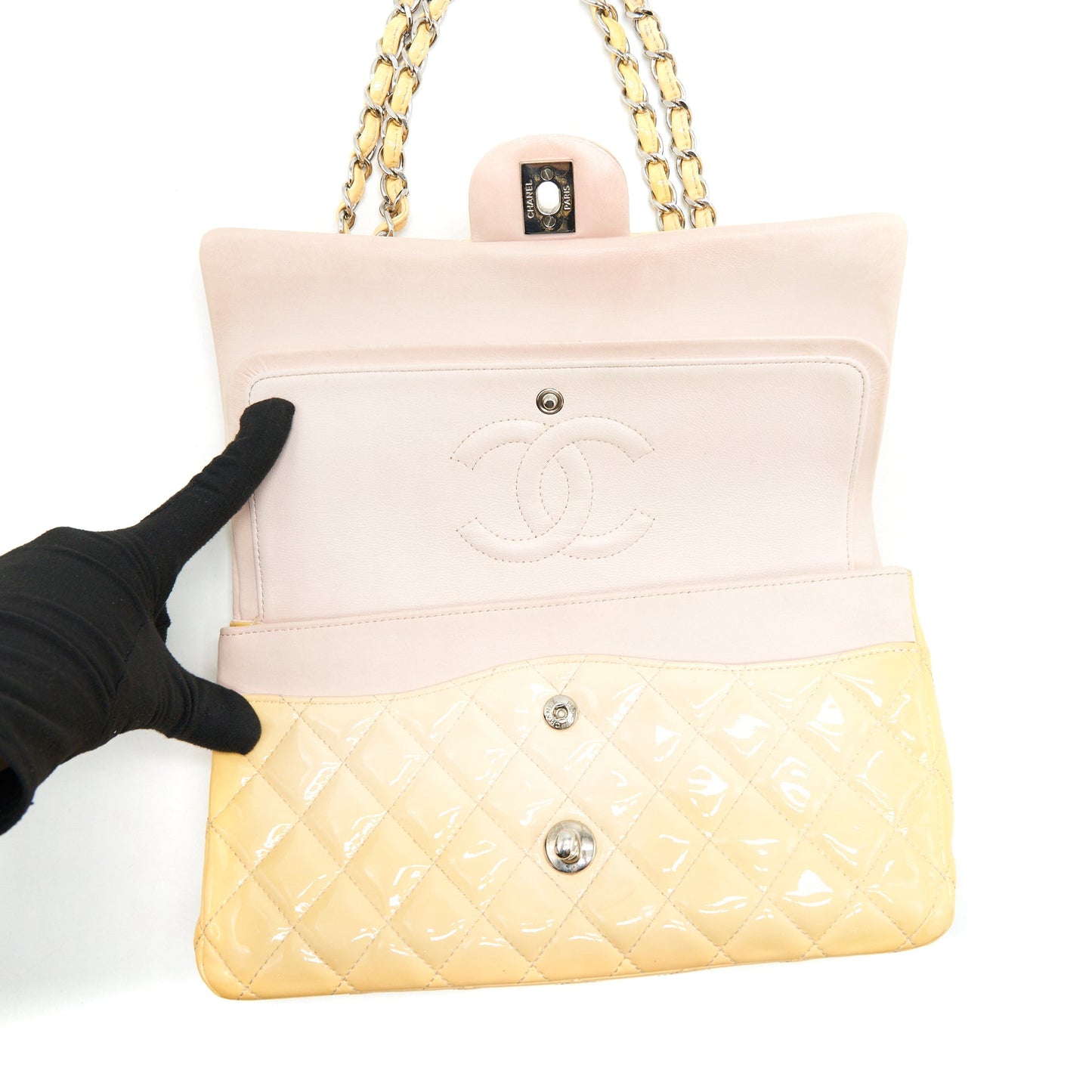 Chanel Medium Classic Double Flap Bag Yellow Patent