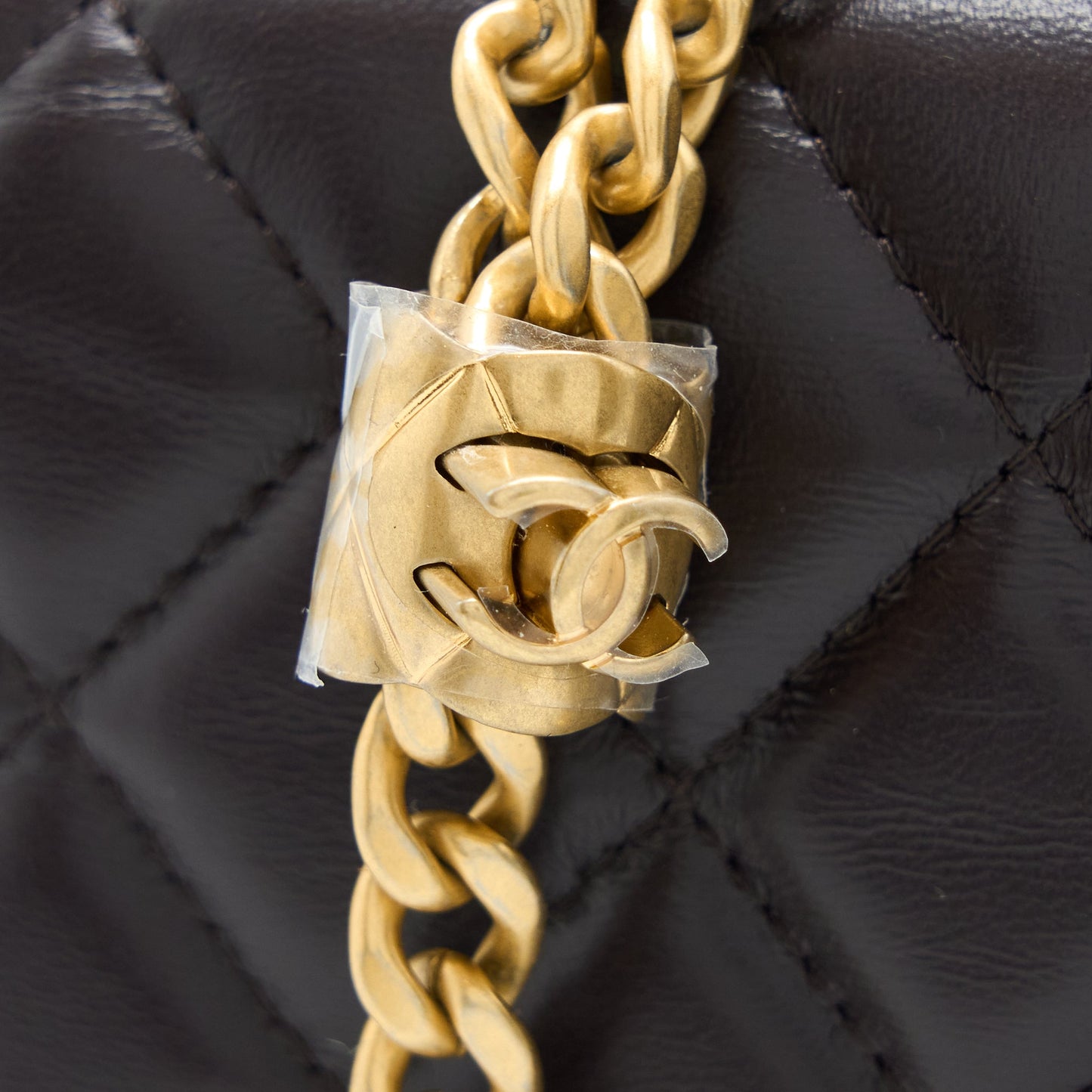 Chanel Gold Pillar Wallet On Chain Lambskin Dark Brown Brushed (Microchip)