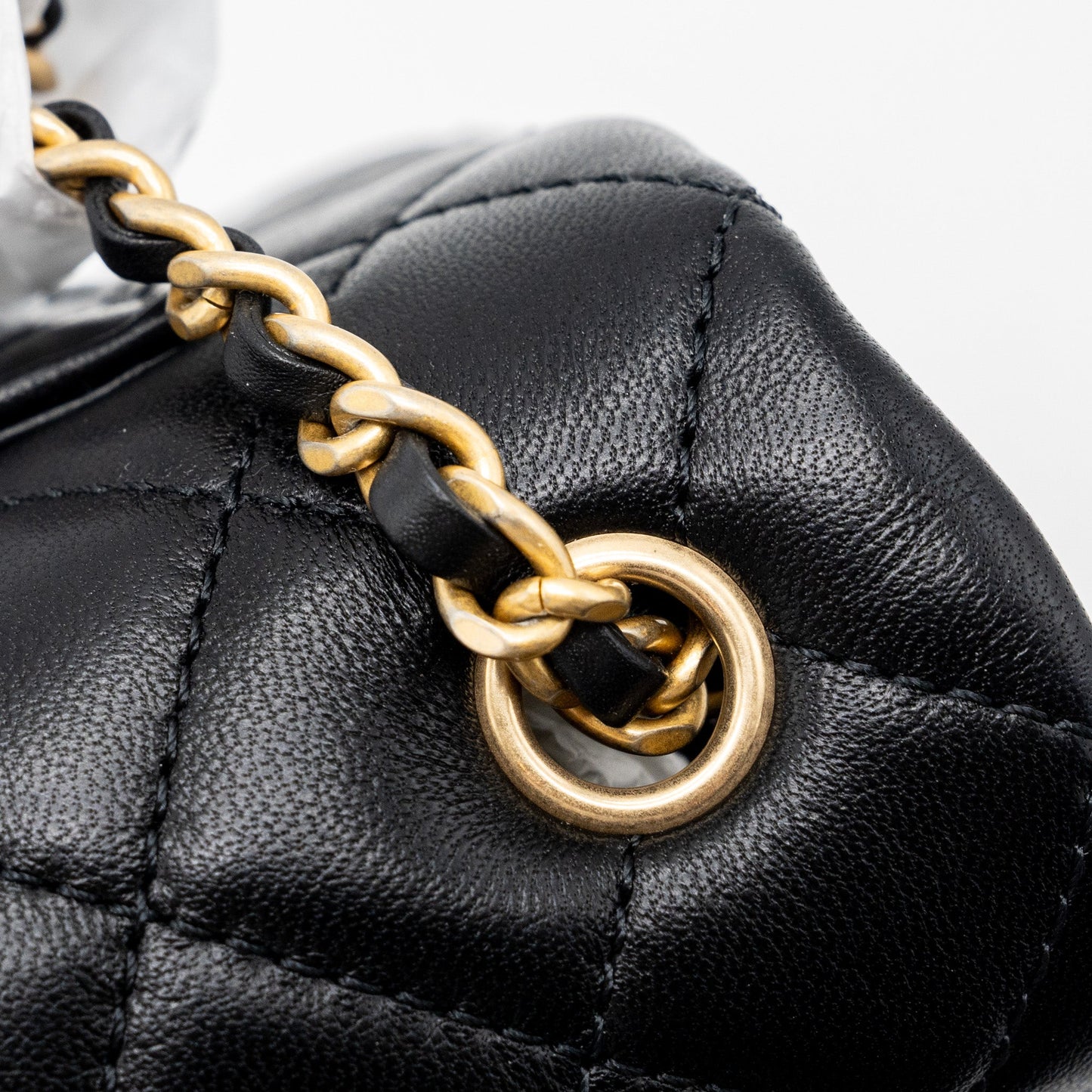 CHANEL PEARL CRUSH MINI RECTANGULAR LAMBSKIN BLACK BRUSHED  (MICROCHIP)