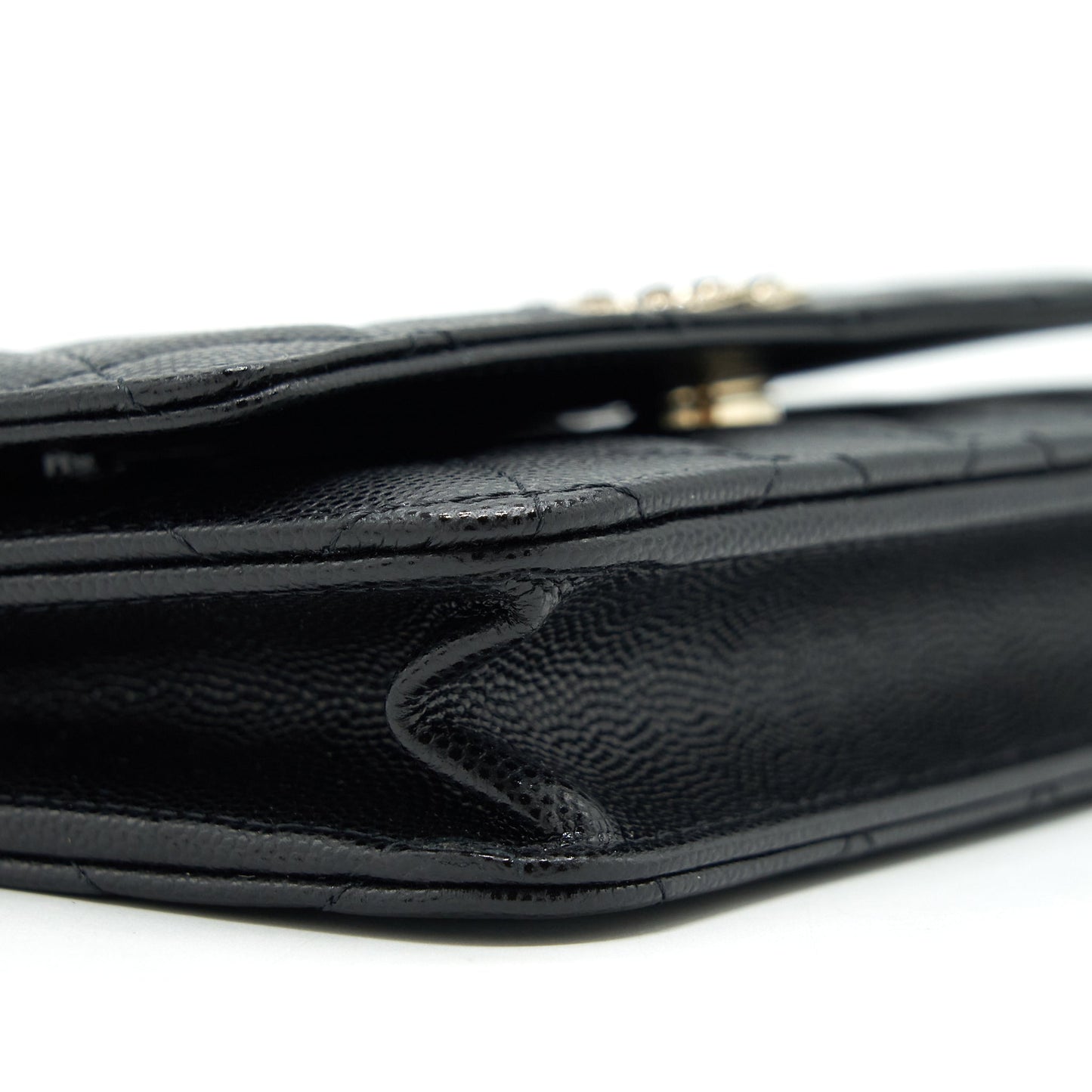 Chanel 22S Detail CC Logo Wallet On Chain Caviar Black L