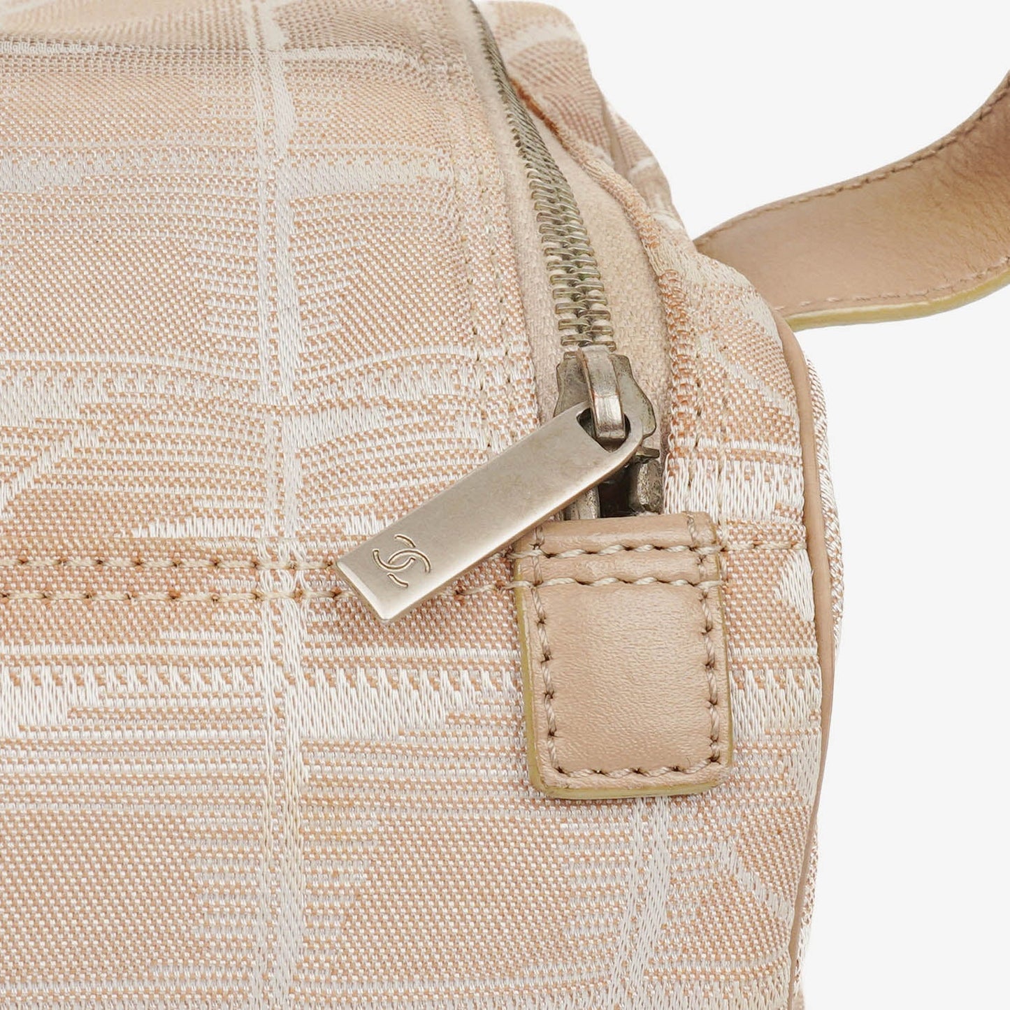 Chanel Beige Nylon CC Logo Travel Line Canvas Vanity Bag