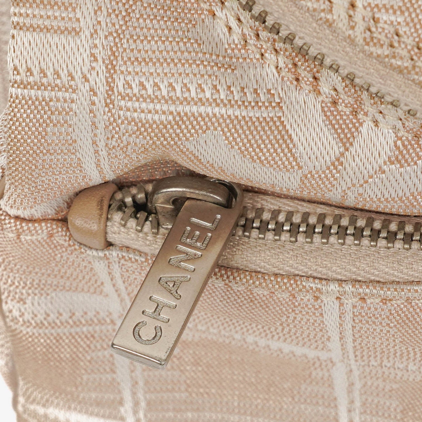 Chanel Beige Nylon CC Logo Travel Line Canvas Vanity Bag
