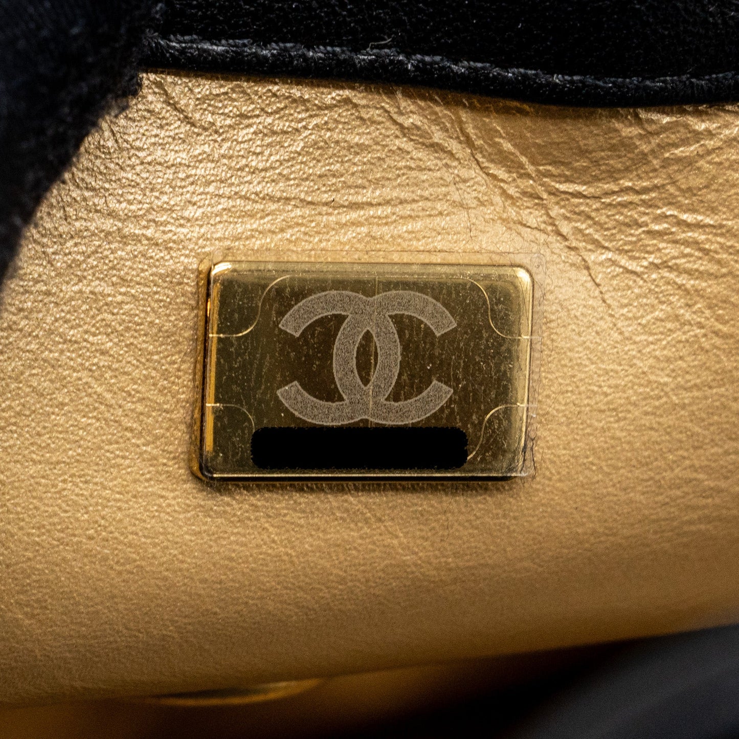 CHANEL PEARL CRUSH MINI RECTANGULAR LAMBSKIN BLACK BRUSHED  (MICROCHIP)