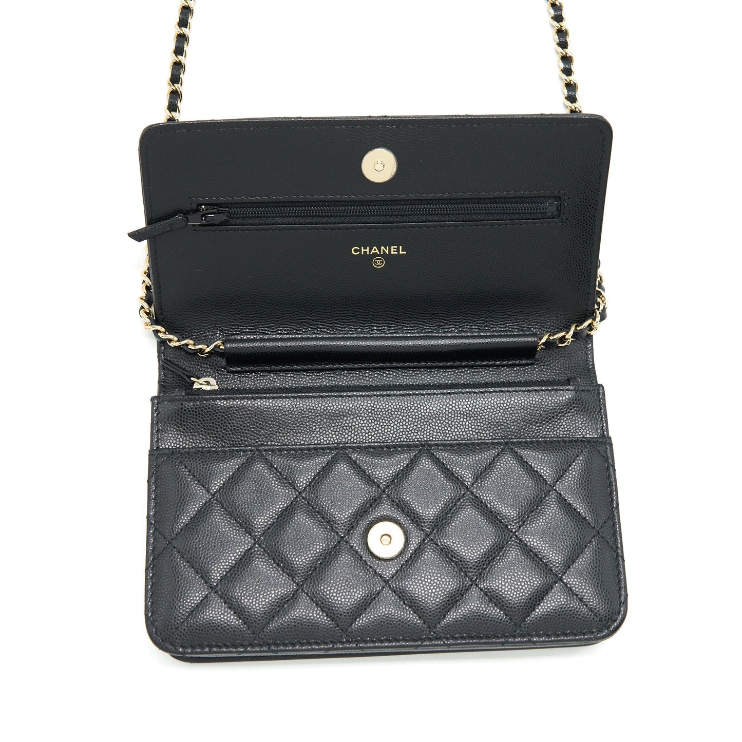 Chanel 22S Detail CC Logo Wallet On Chain Caviar Black L