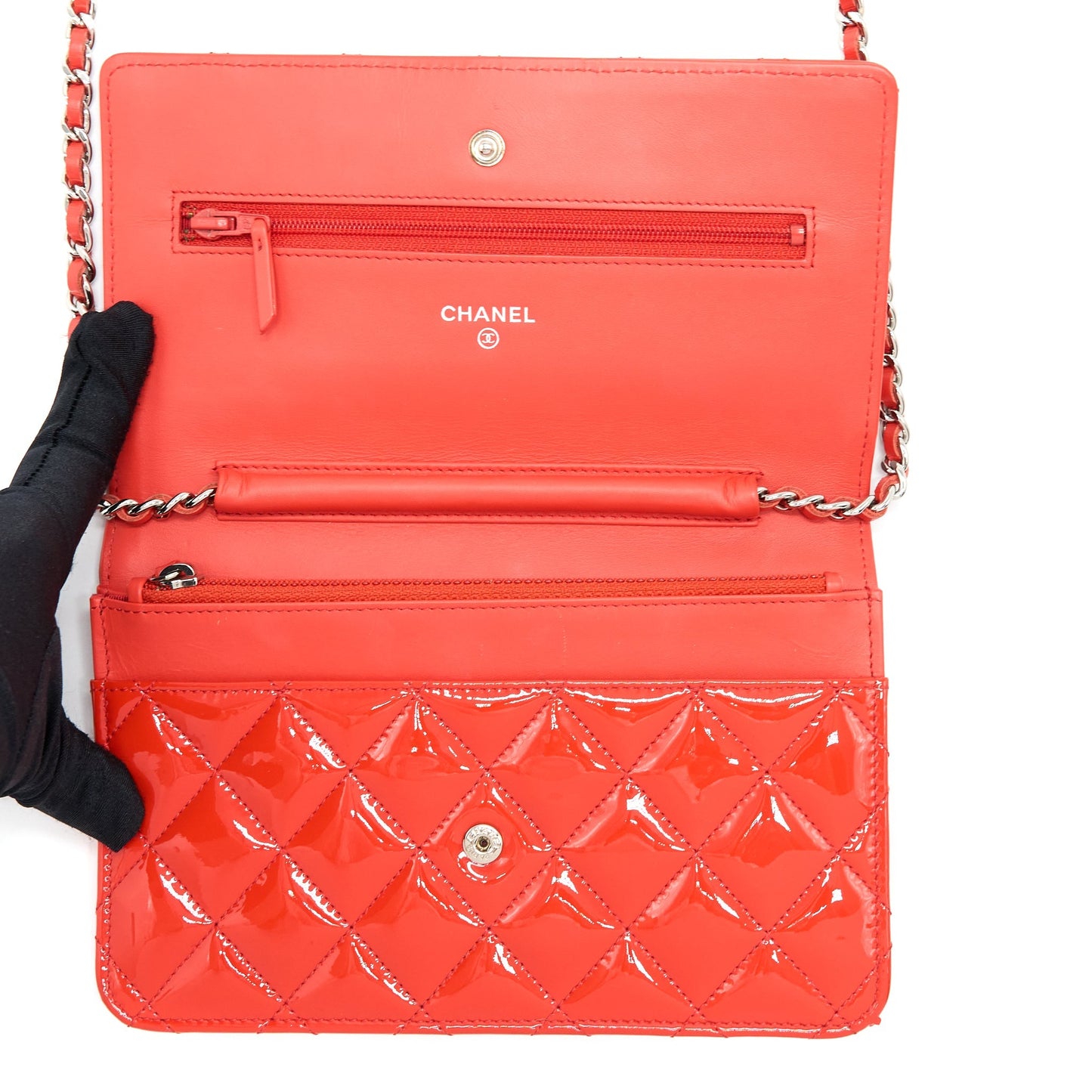 Chanel Classic Wallet On Chain Patent Red