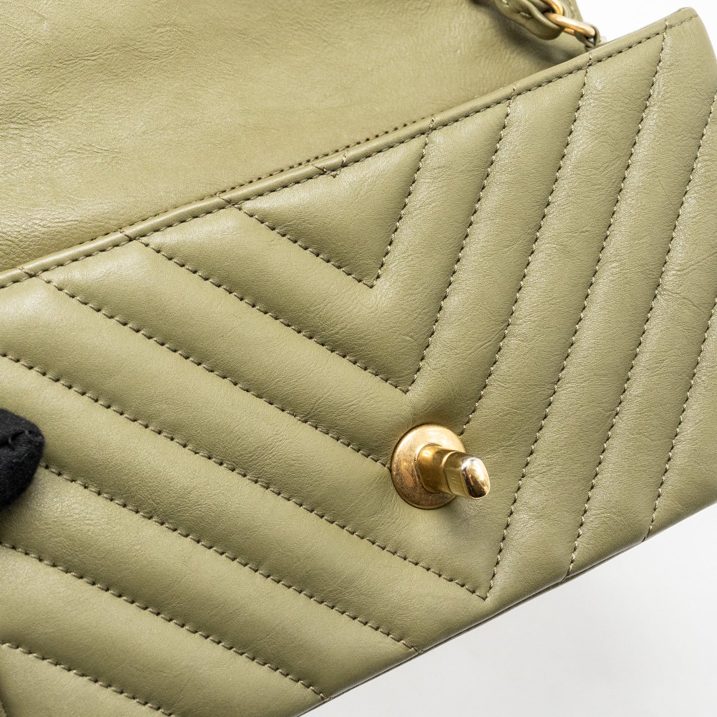 Chanel Chevron Mini Rectangular Flap Bag Calfskin Khaki