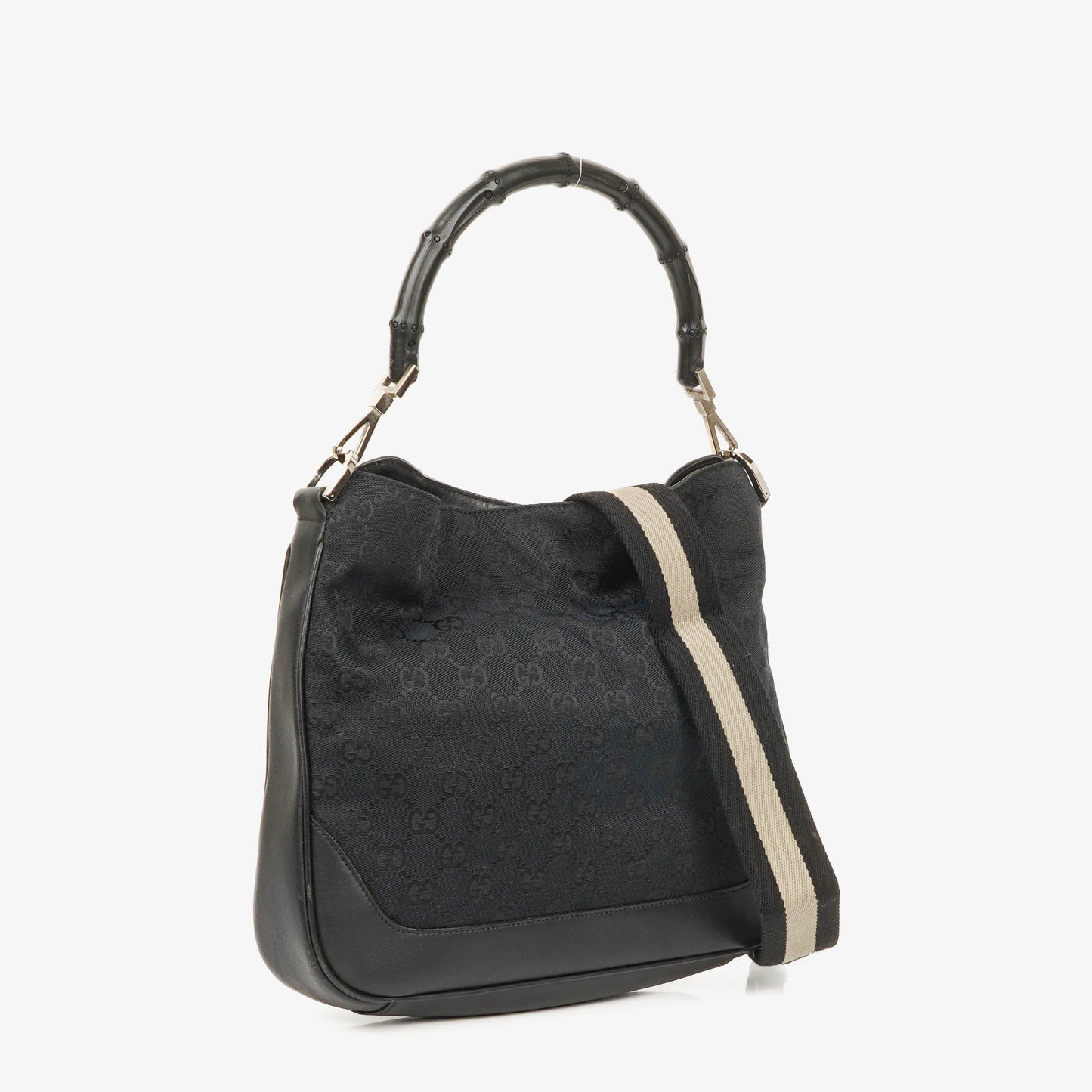 Gucci GG Monogram Canvas Bamboo Top Handle Bag