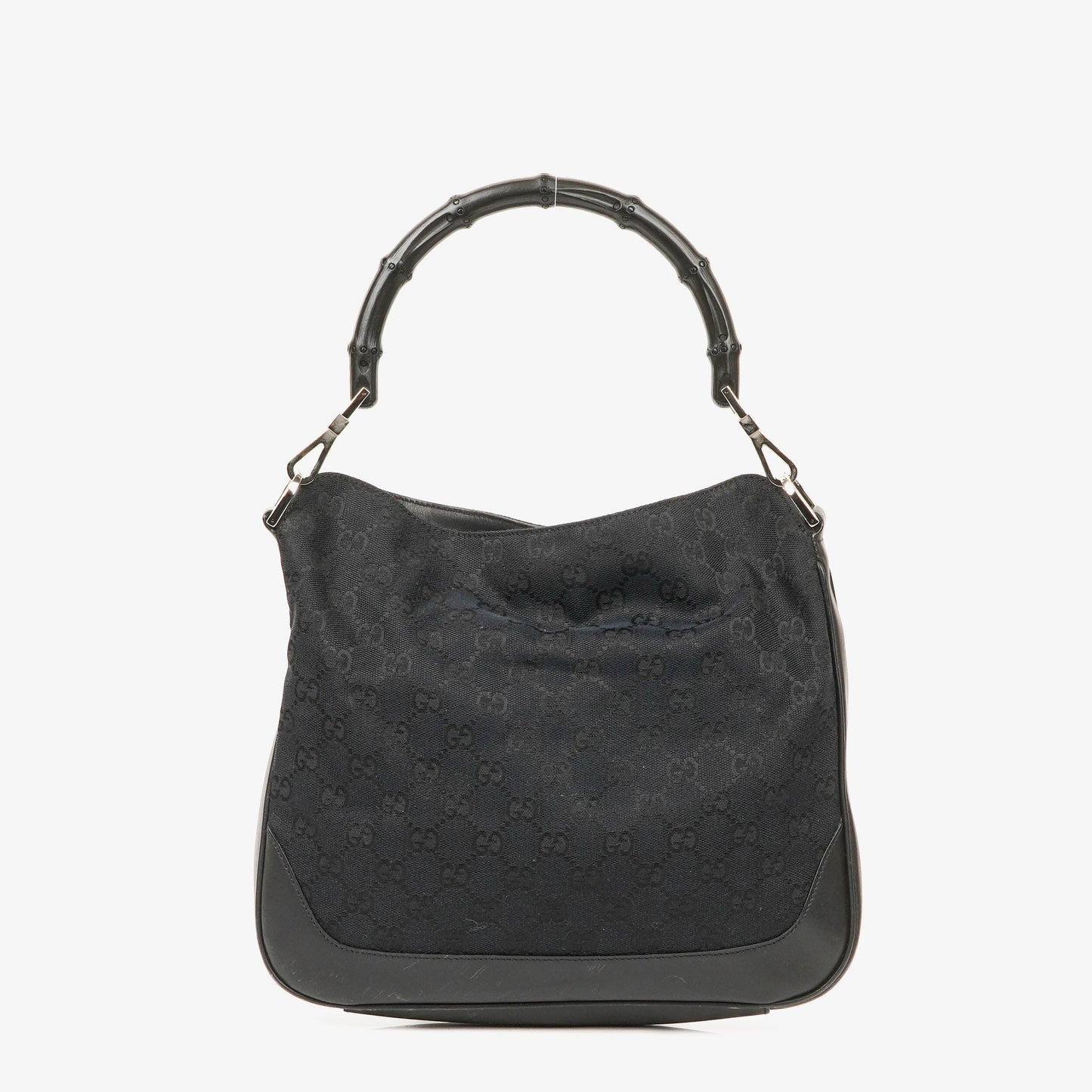 Gucci GG Monogram Canvas Bamboo Top Handle Bag
