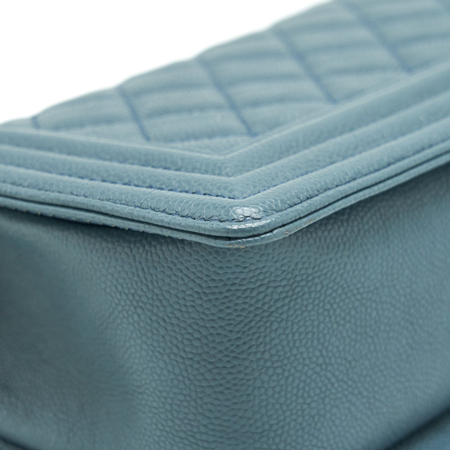 Chanel Small Boy Bag Caviar Greyish Blue Brushed