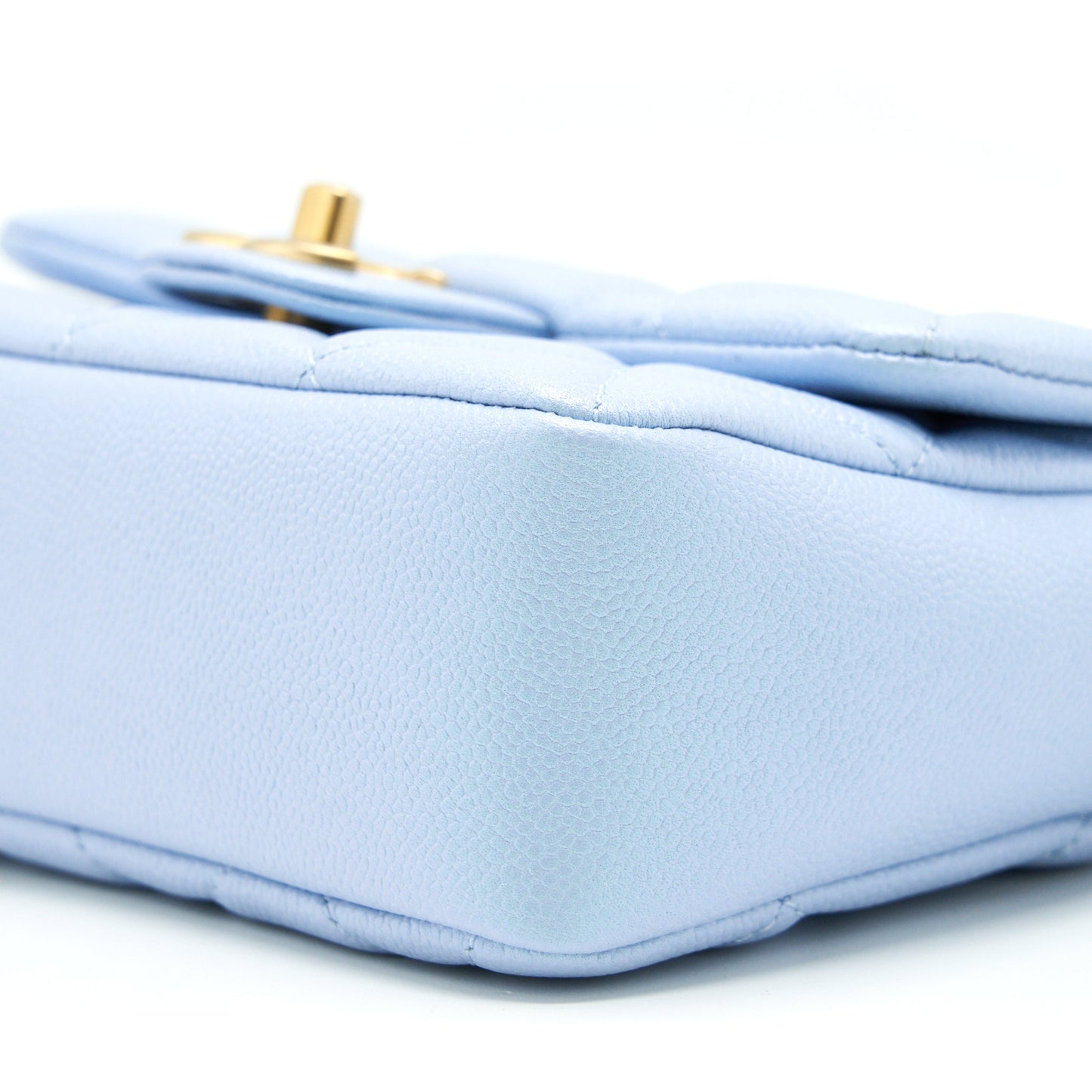 Chanel 21K My Perfect Mini Flap Bag Caviar Iridescent Light Blue